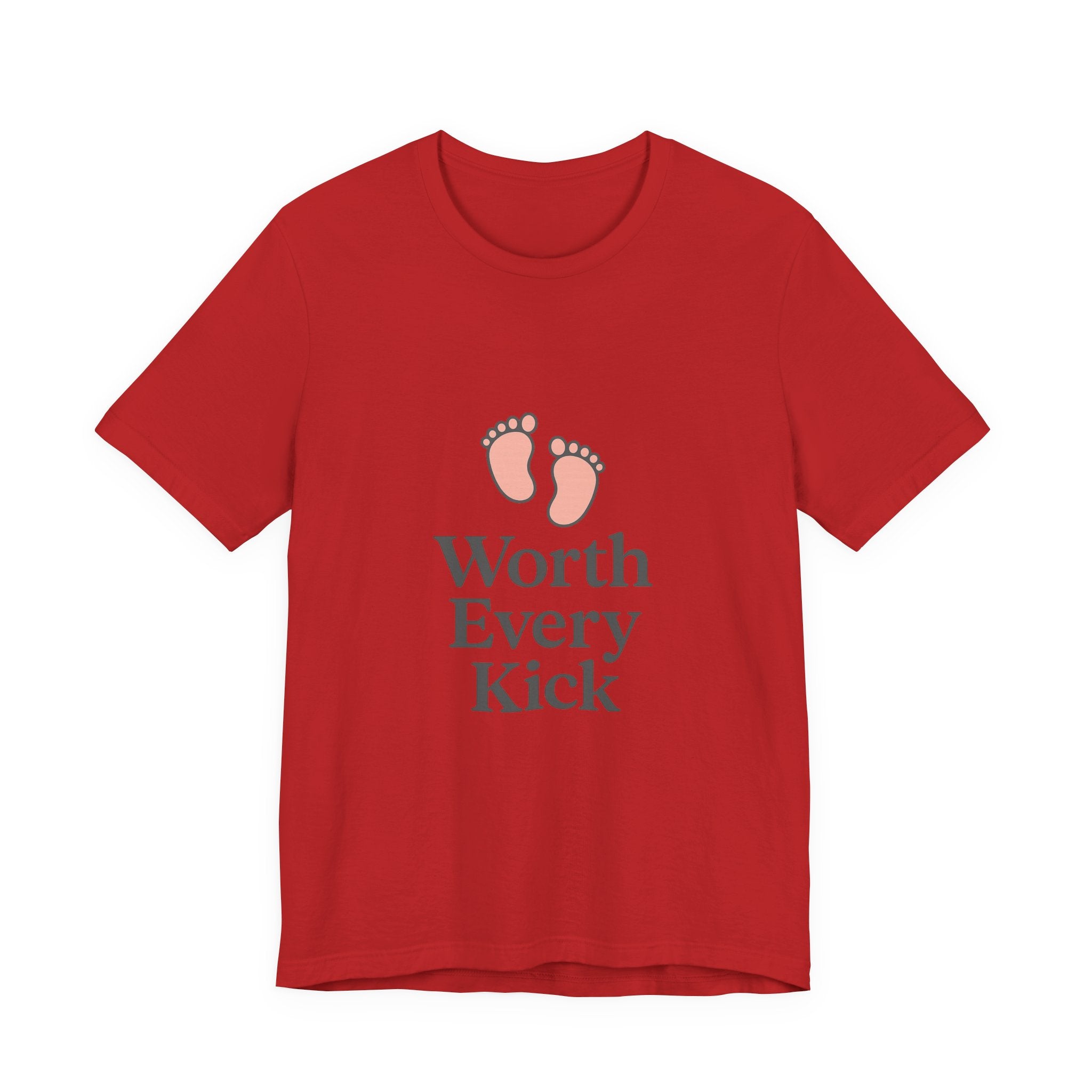 Cute Baby Footprints Tee | Worth Every Kick T-Shirt, Gift for New Parents, Baby Shower, Family Reunion, Unisex Casual Wear