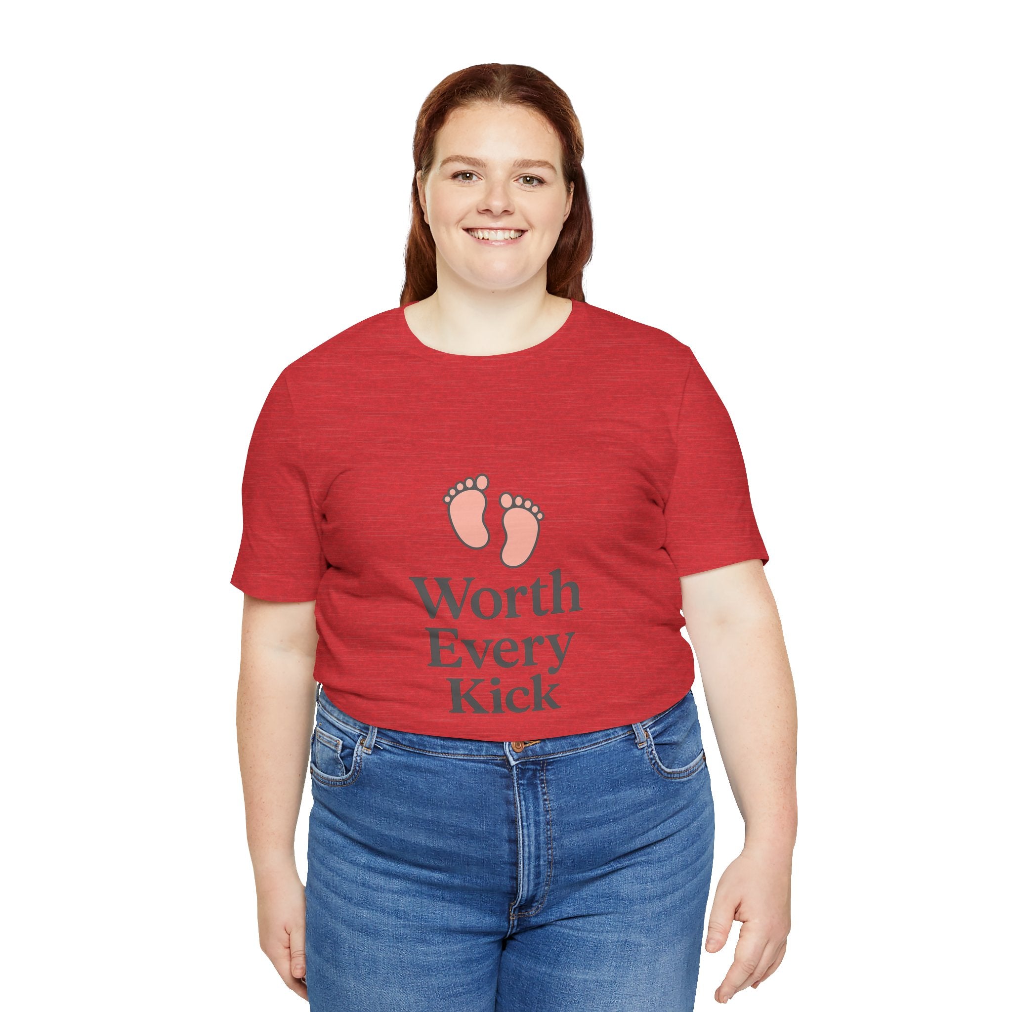 Cute Baby Footprints Tee | Worth Every Kick T-Shirt, Gift for New Parents, Baby Shower, Family Reunion, Unisex Casual Wear