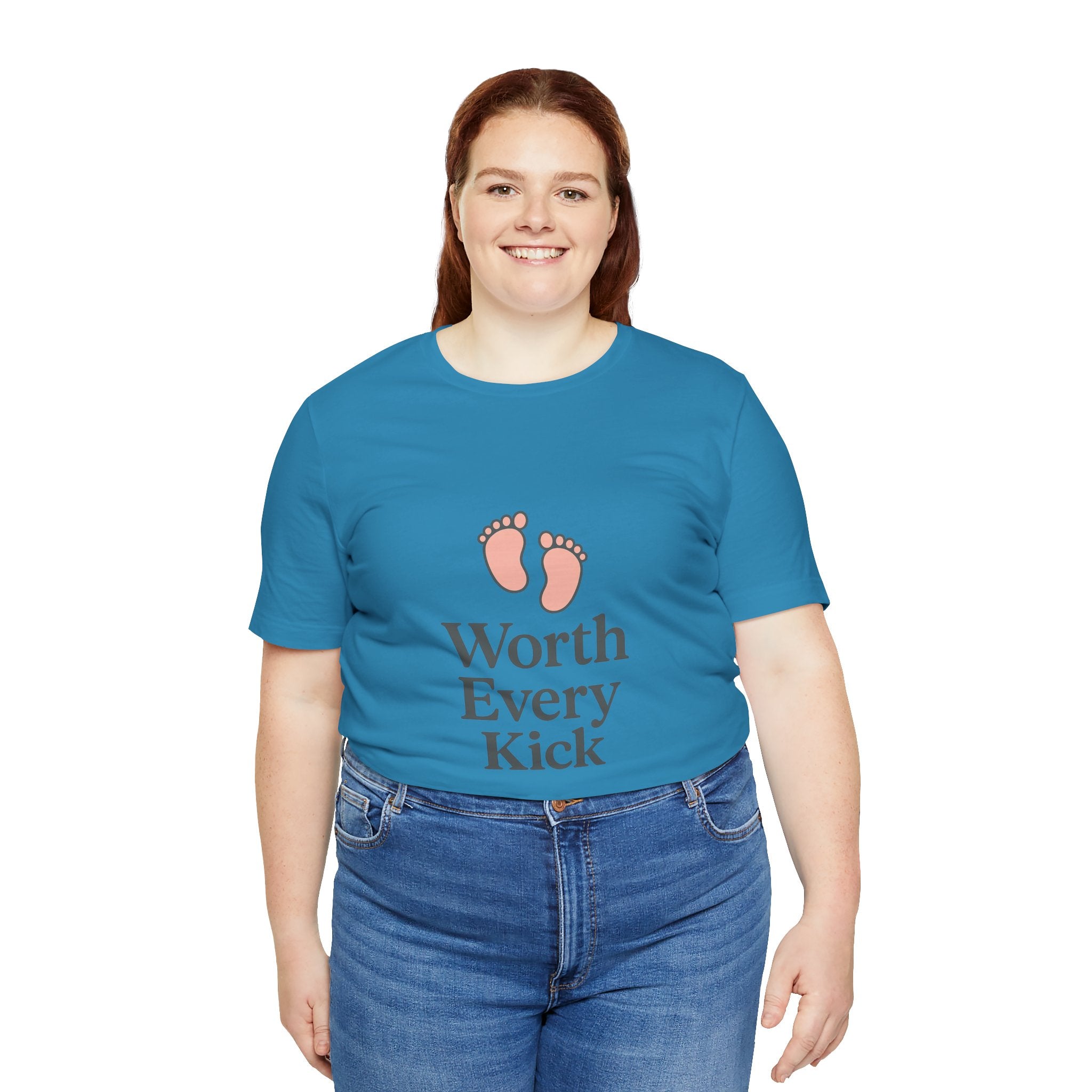 Cute Baby Footprints Tee | Worth Every Kick T-Shirt, Gift for New Parents, Baby Shower, Family Reunion, Unisex Casual Wear