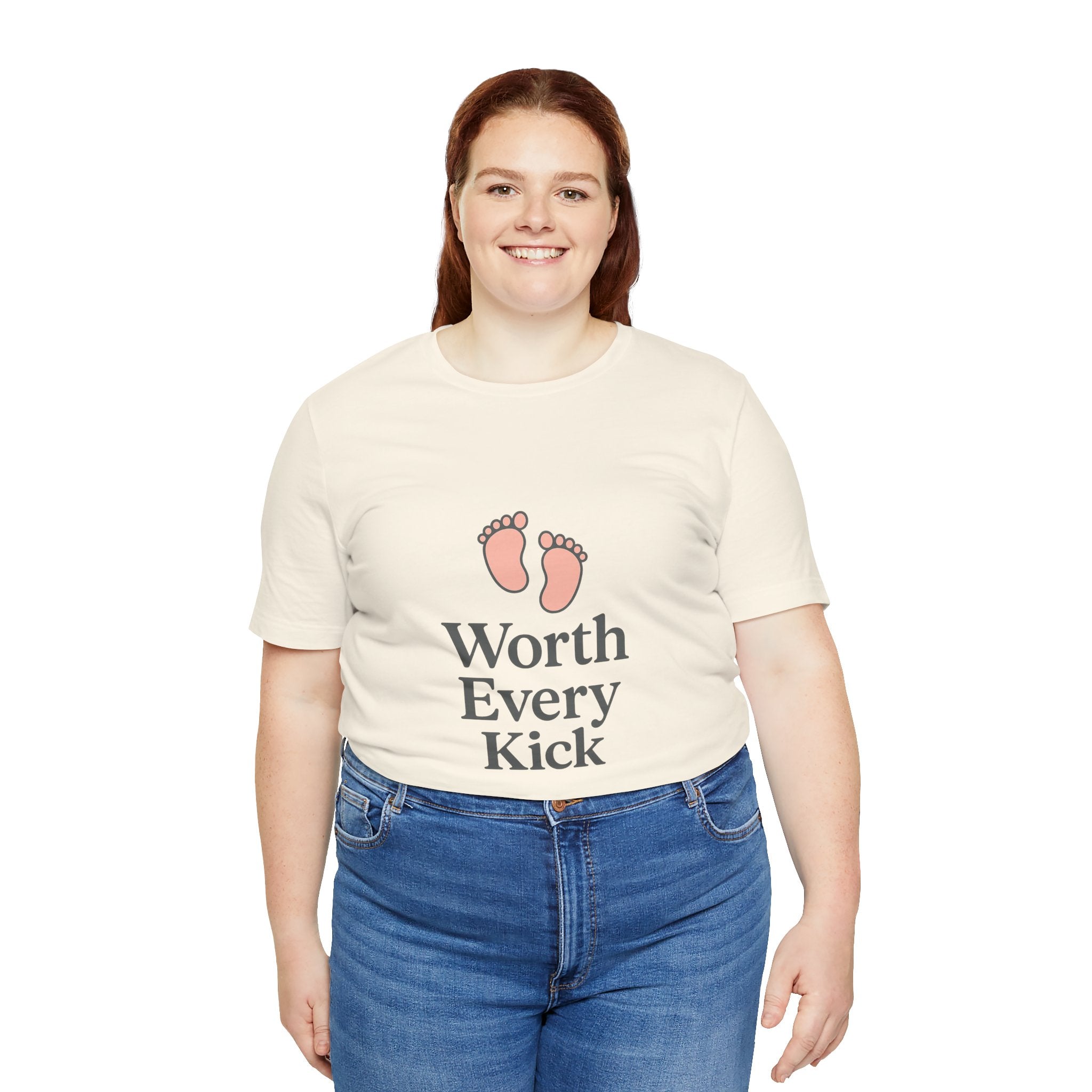 Cute Baby Footprints Tee | Worth Every Kick T-Shirt, Gift for New Parents, Baby Shower, Family Reunion, Unisex Casual Wear