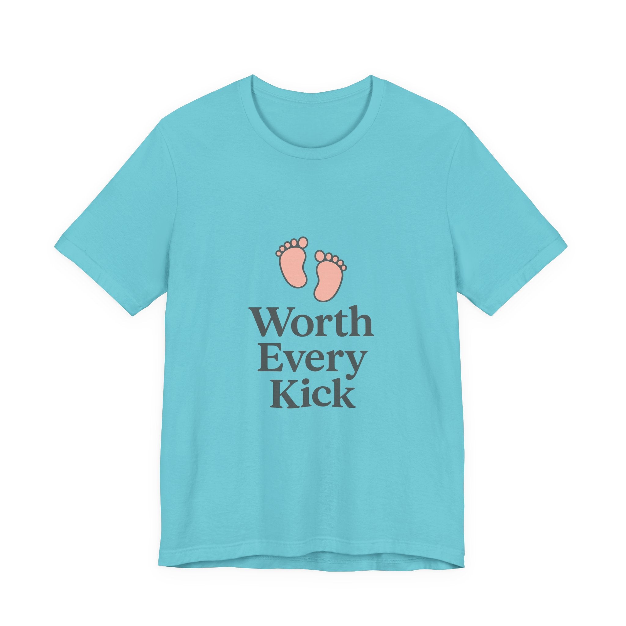 Cute Baby Footprints Tee | Worth Every Kick T-Shirt, Gift for New Parents, Baby Shower, Family Reunion, Unisex Casual Wear