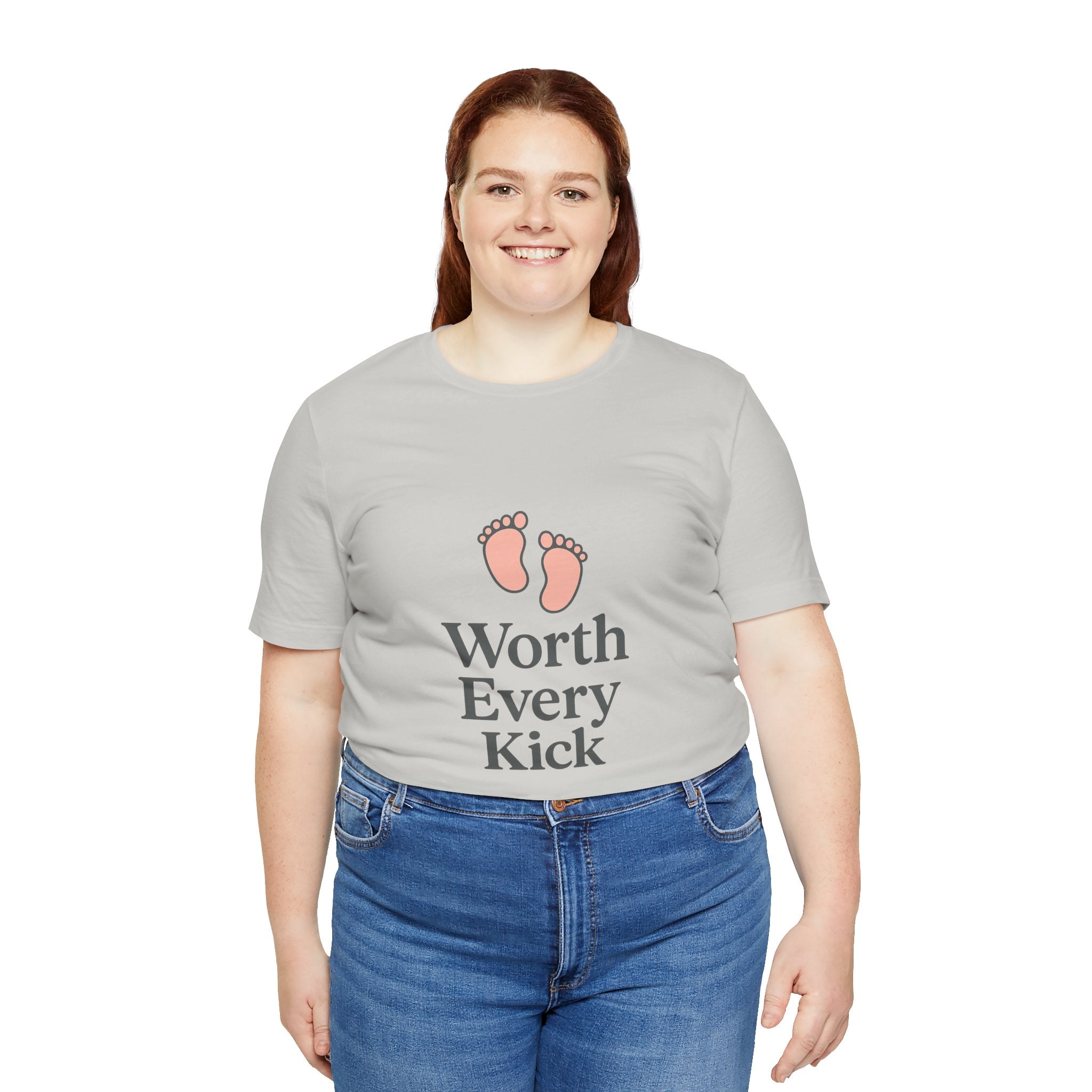 Cute Baby Footprints Tee | Worth Every Kick T-Shirt, Gift for New Parents, Baby Shower, Family Reunion, Unisex Casual Wear