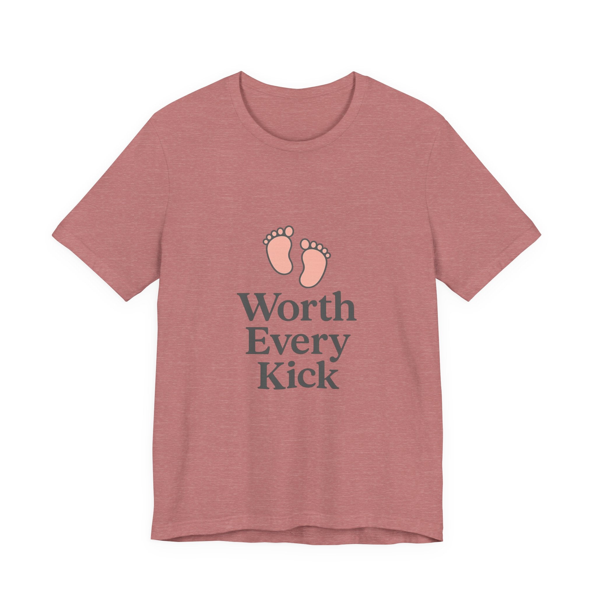 Cute Baby Footprints Tee | Worth Every Kick T-Shirt, Gift for New Parents, Baby Shower, Family Reunion, Unisex Casual Wear