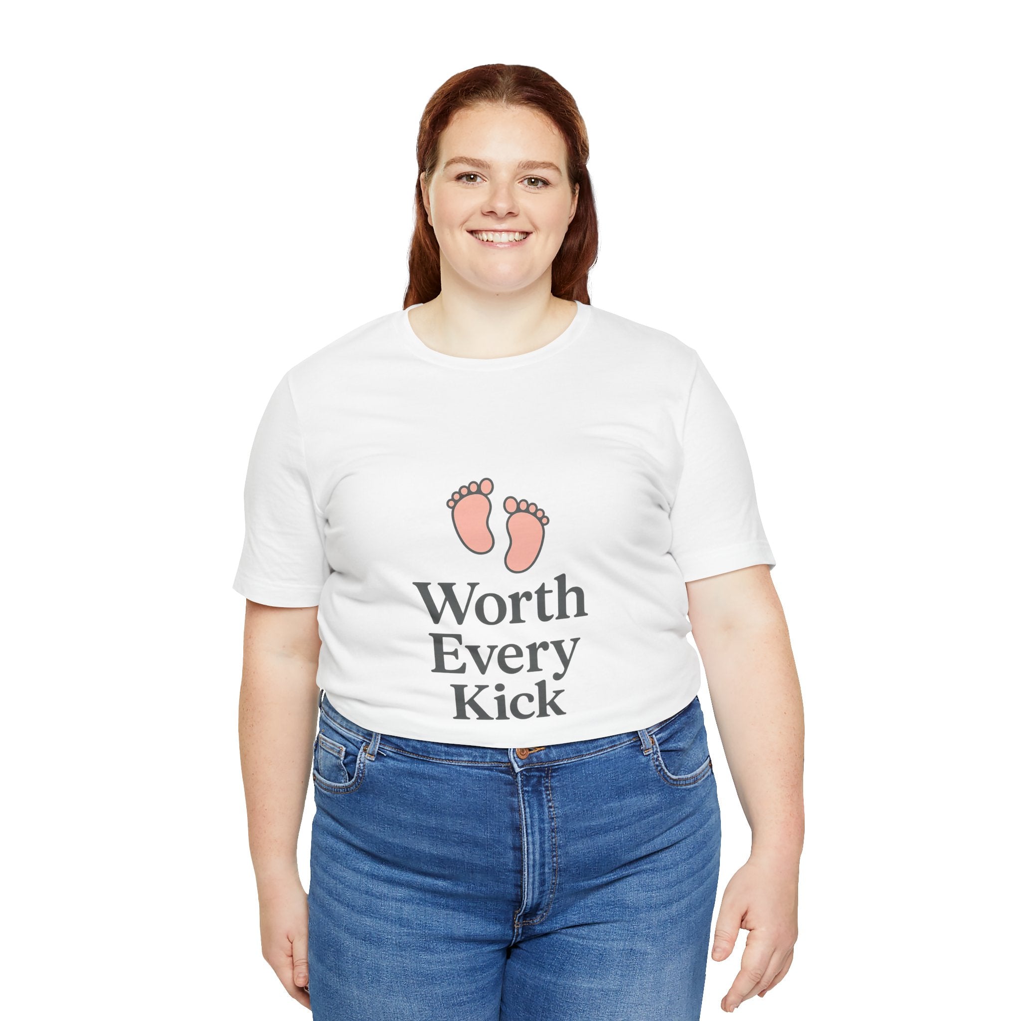 Cute Baby Footprints Tee | Worth Every Kick T-Shirt, Gift for New Parents, Baby Shower, Family Reunion, Unisex Casual Wear