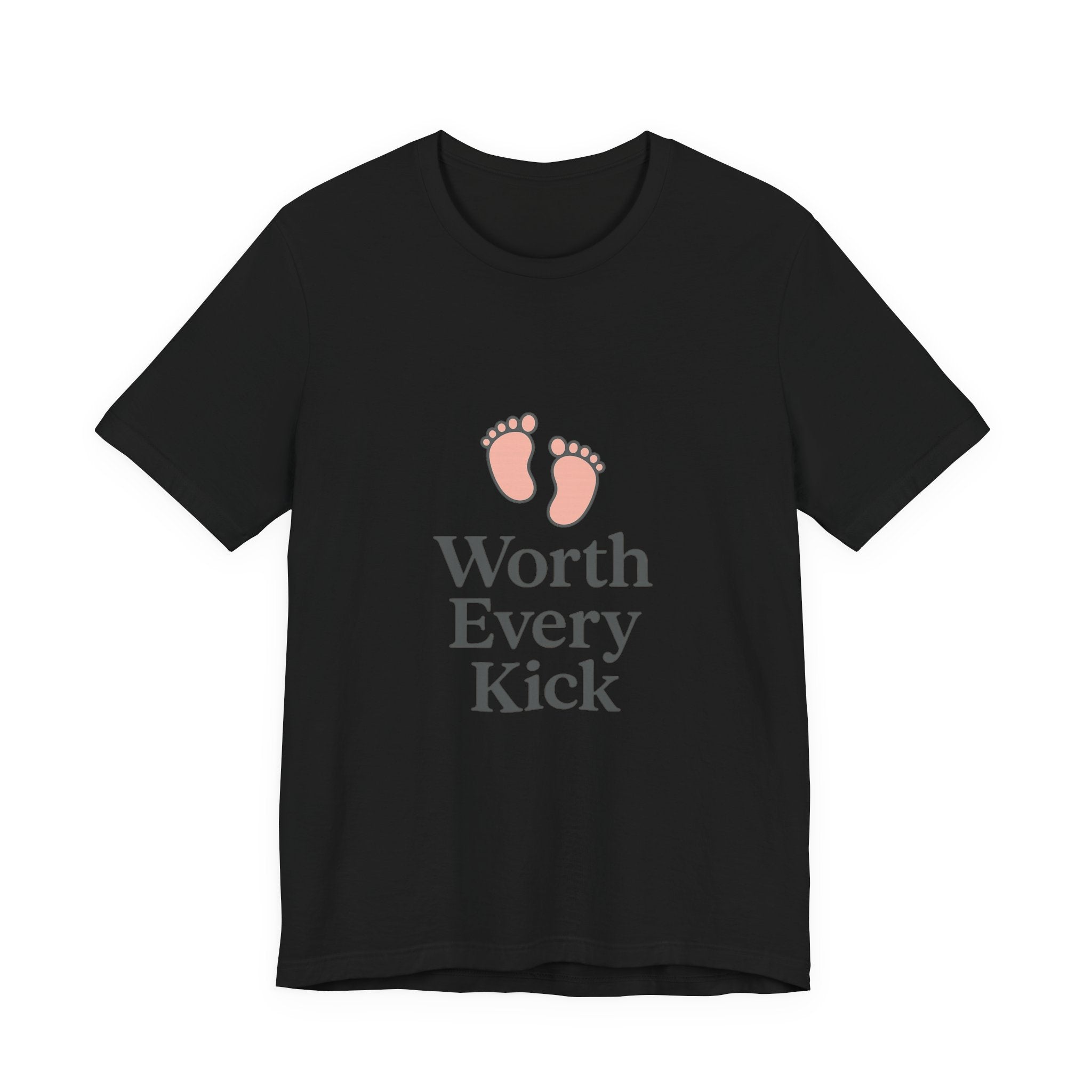 Cute Baby Footprints Tee | Worth Every Kick T-Shirt, Gift for New Parents, Baby Shower, Family Reunion, Unisex Casual Wear
