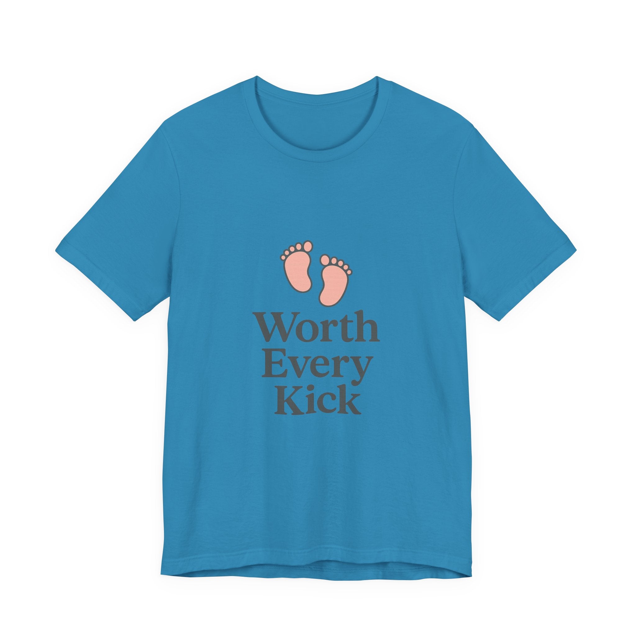 Cute Baby Footprints Tee | Worth Every Kick T-Shirt, Gift for New Parents, Baby Shower, Family Reunion, Unisex Casual Wear