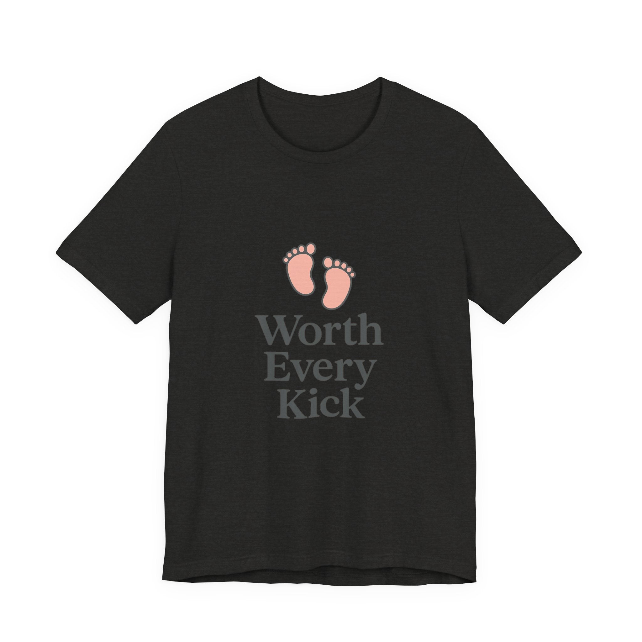 Cute Baby Footprints Tee | Worth Every Kick T-Shirt, Gift for New Parents, Baby Shower, Family Reunion, Unisex Casual Wear