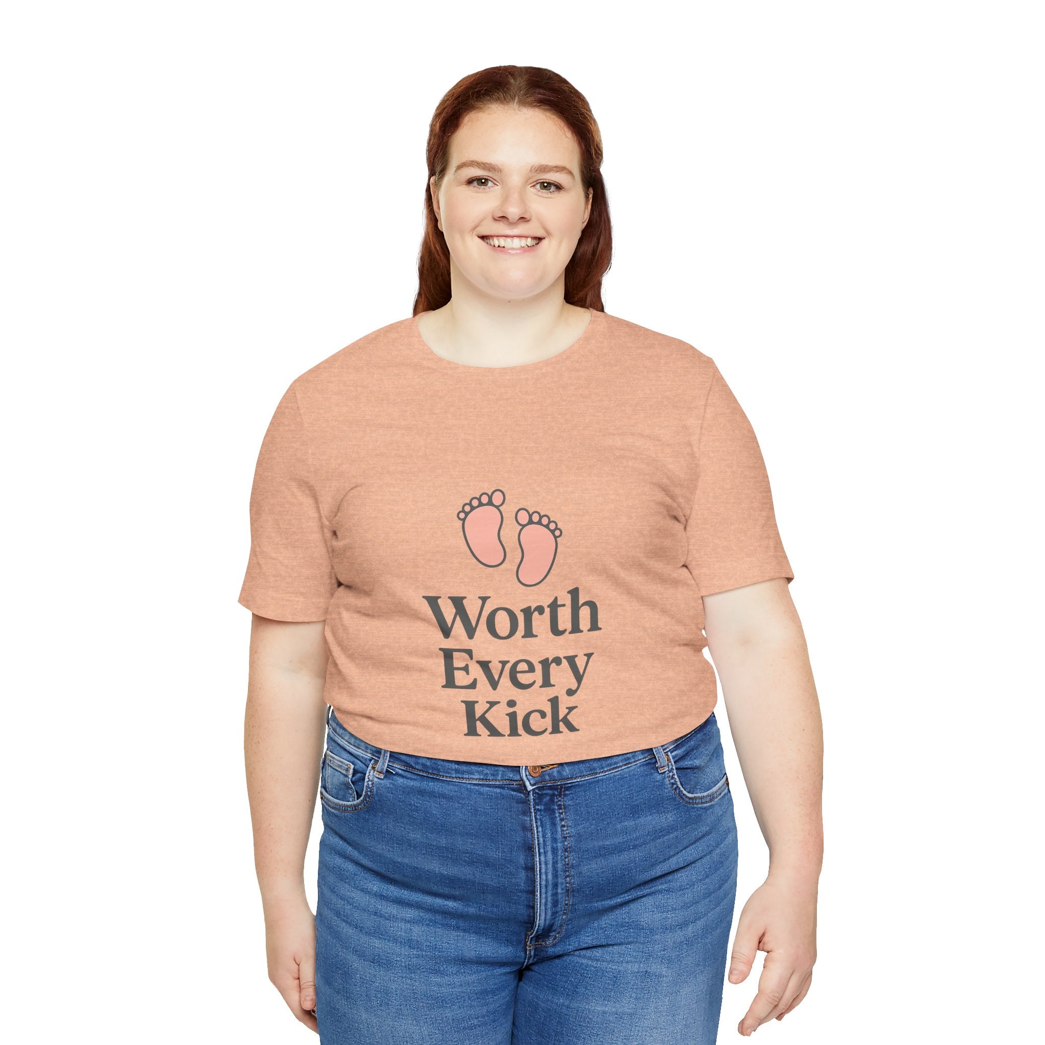 Cute Baby Footprints Tee | Worth Every Kick T-Shirt, Gift for New Parents, Baby Shower, Family Reunion, Unisex Casual Wear