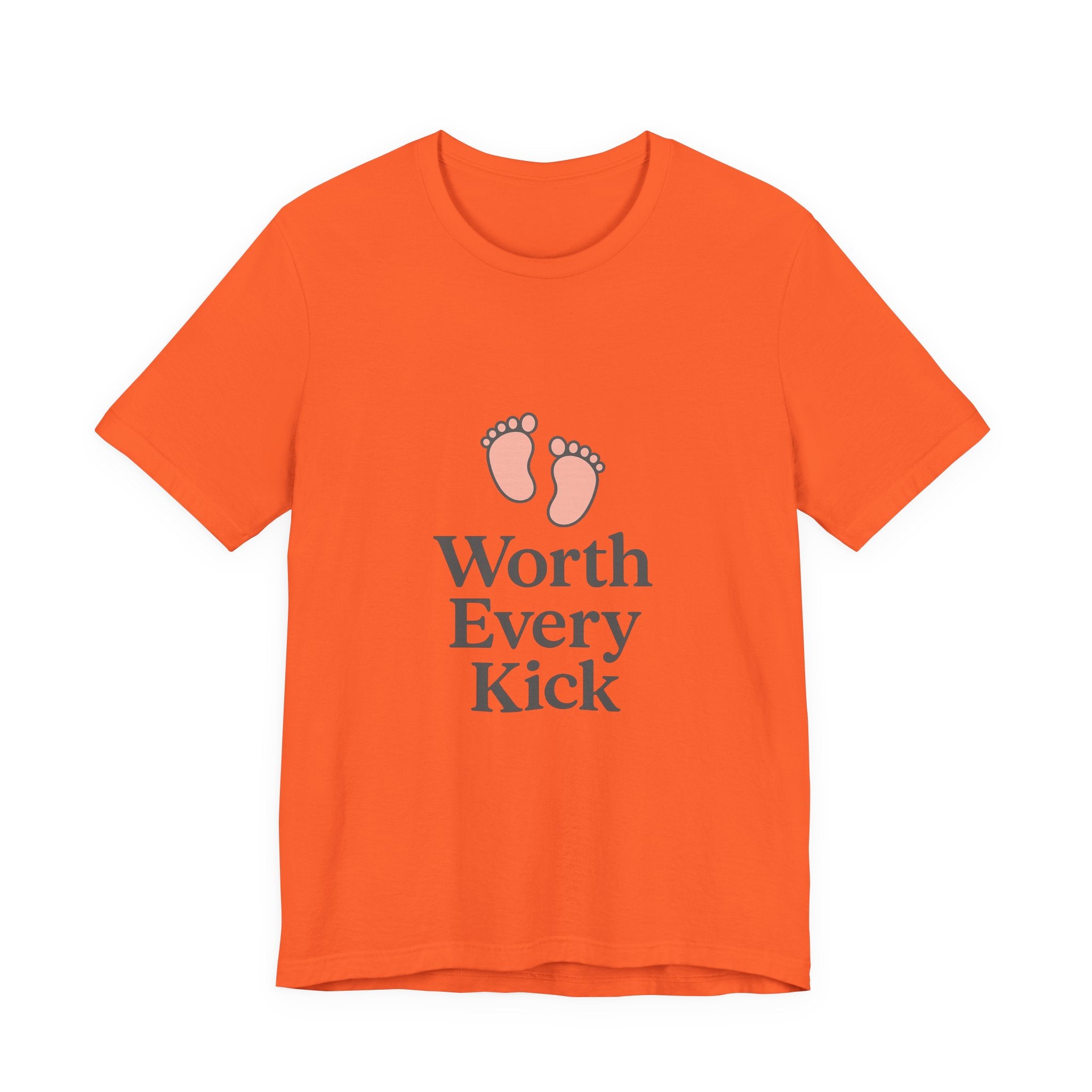 Cute Baby Footprints Tee | Worth Every Kick T-Shirt, Gift for New Parents, Baby Shower, Family Reunion, Unisex Casual Wear