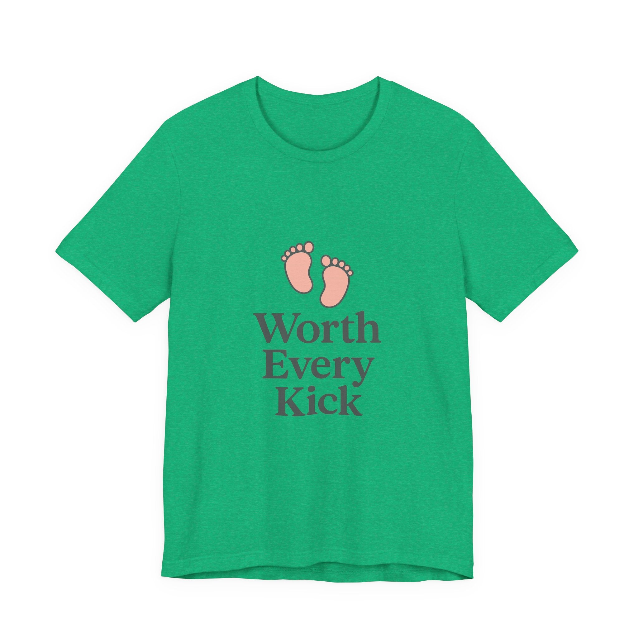 Cute Baby Footprints Tee | Worth Every Kick T-Shirt, Gift for New Parents, Baby Shower, Family Reunion, Unisex Casual Wear