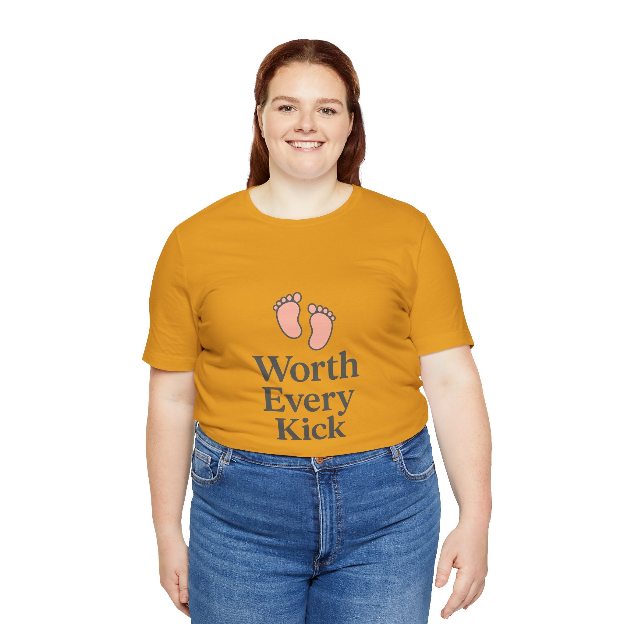 Cute Baby Footprints Tee | Worth Every Kick T-Shirt, Gift for New Parents, Baby Shower, Family Reunion, Unisex Casual Wear