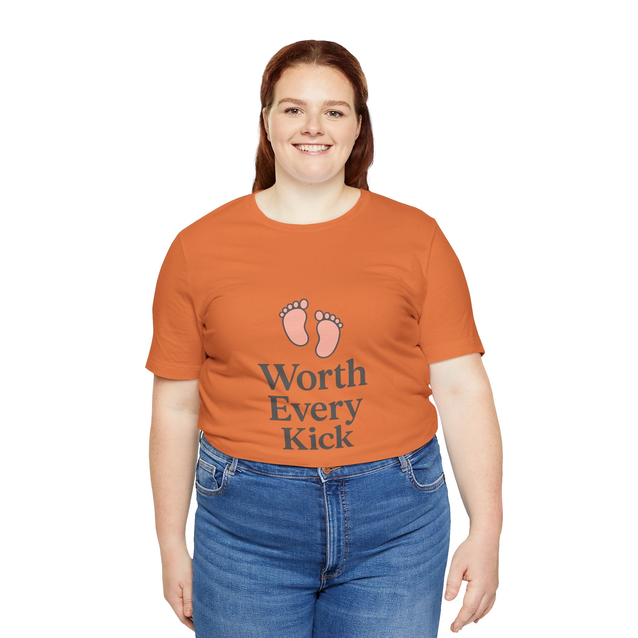Cute Baby Footprints Tee | Worth Every Kick T-Shirt, Gift for New Parents, Baby Shower, Family Reunion, Unisex Casual Wear