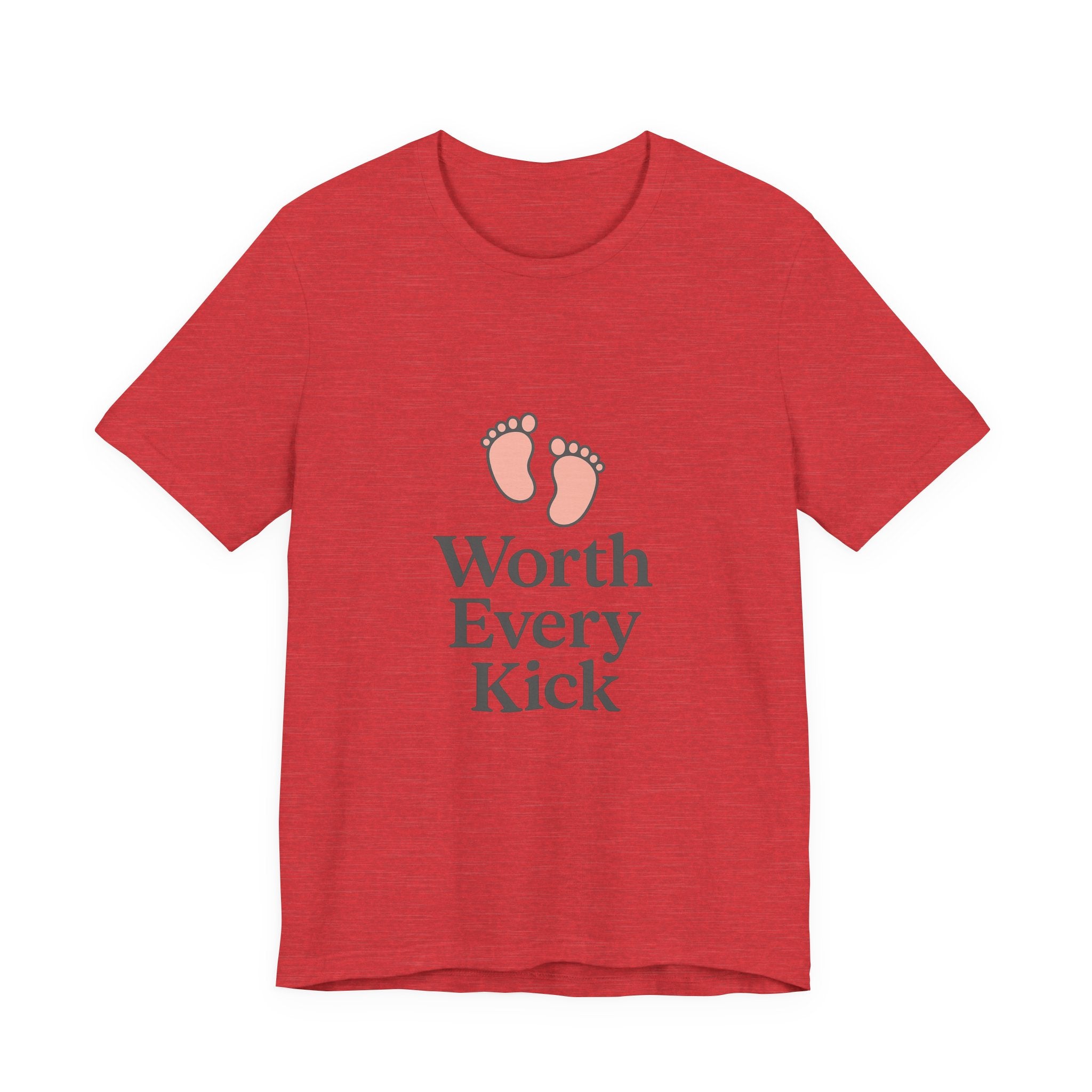 Cute Baby Footprints Tee | Worth Every Kick T-Shirt, Gift for New Parents, Baby Shower, Family Reunion, Unisex Casual Wear