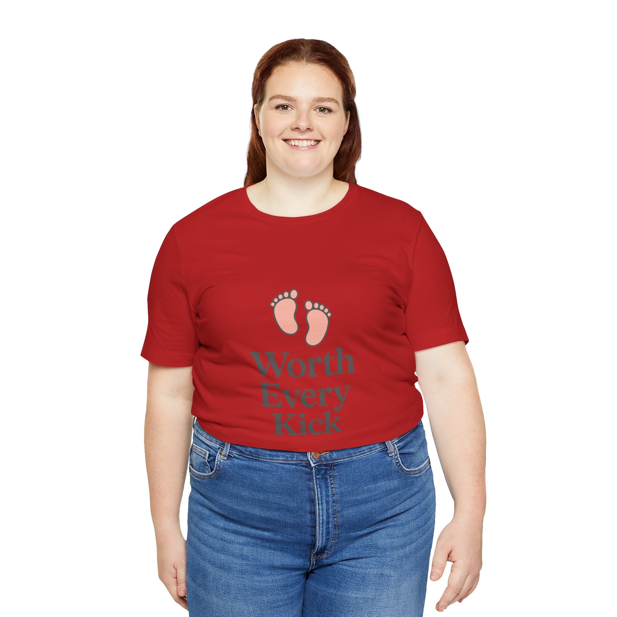 Cute Baby Footprints Tee | Worth Every Kick T-Shirt, Gift for New Parents, Baby Shower, Family Reunion, Unisex Casual Wear