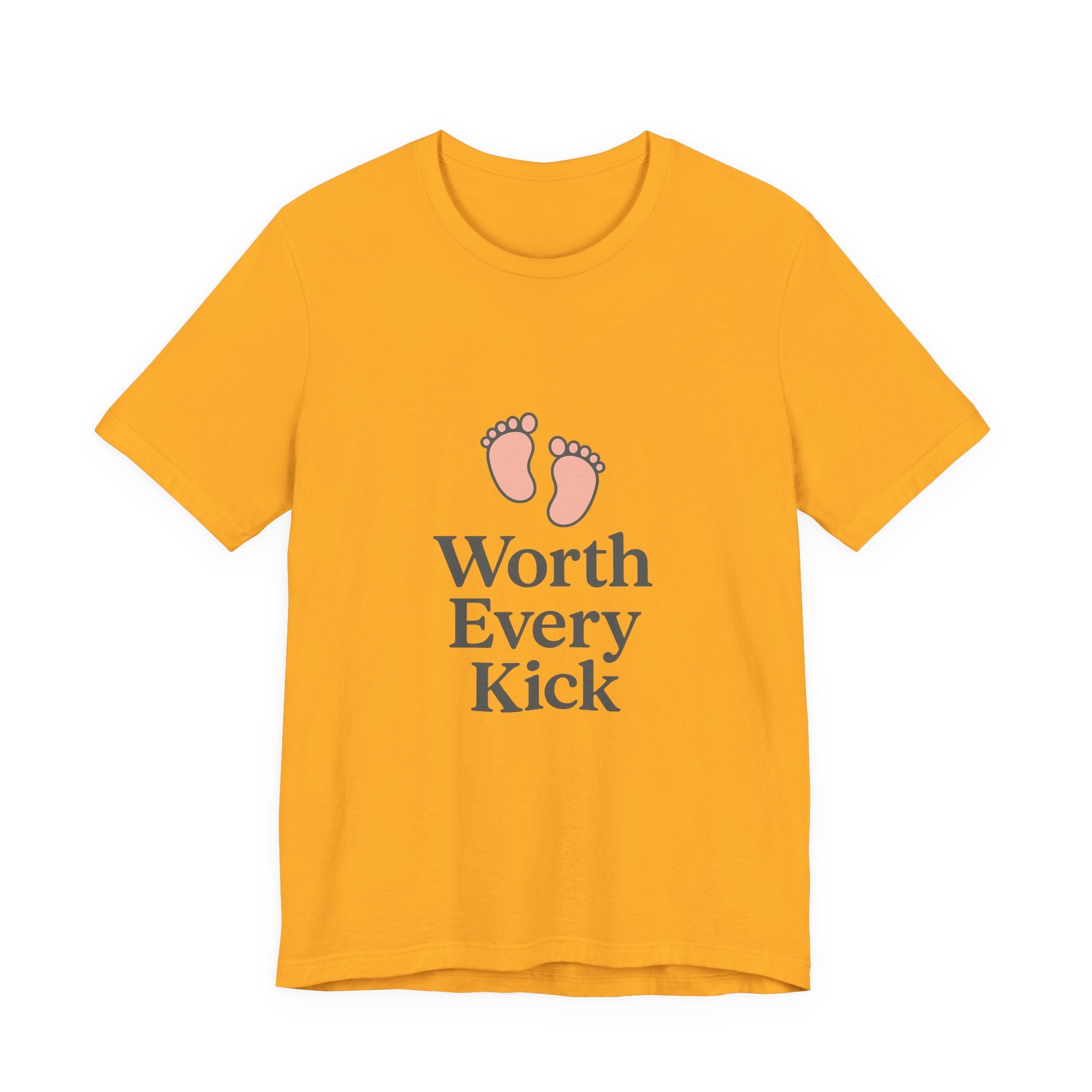 Cute Baby Footprints Tee | Worth Every Kick T-Shirt, Gift for New Parents, Baby Shower, Family Reunion, Unisex Casual Wear