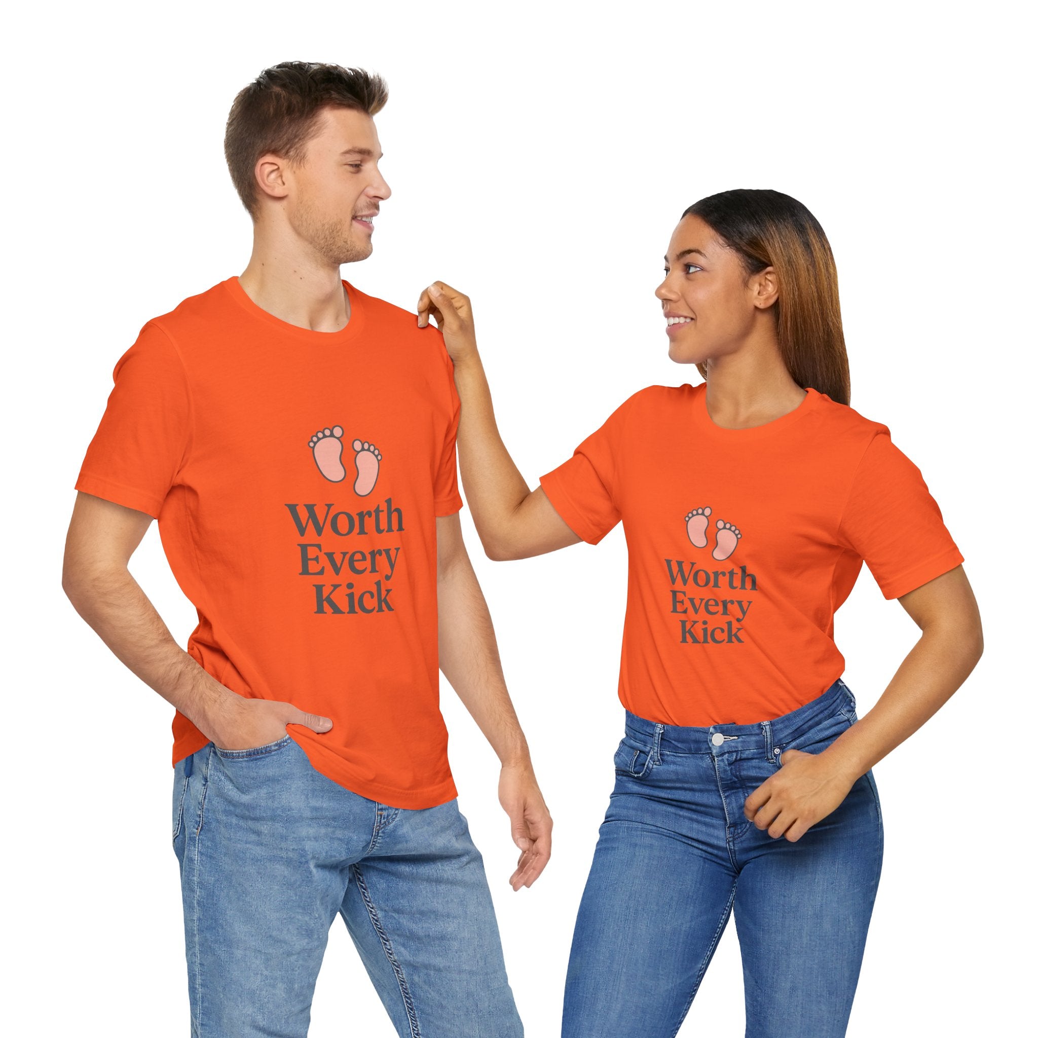 Cute Baby Footprints Tee | Worth Every Kick T-Shirt, Gift for New Parents, Baby Shower, Family Reunion, Unisex Casual Wear