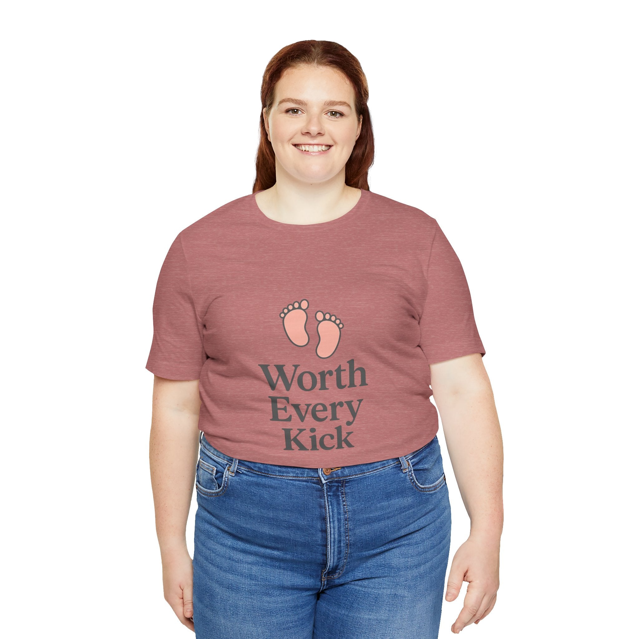 Cute Baby Footprints Tee | Worth Every Kick T-Shirt, Gift for New Parents, Baby Shower, Family Reunion, Unisex Casual Wear