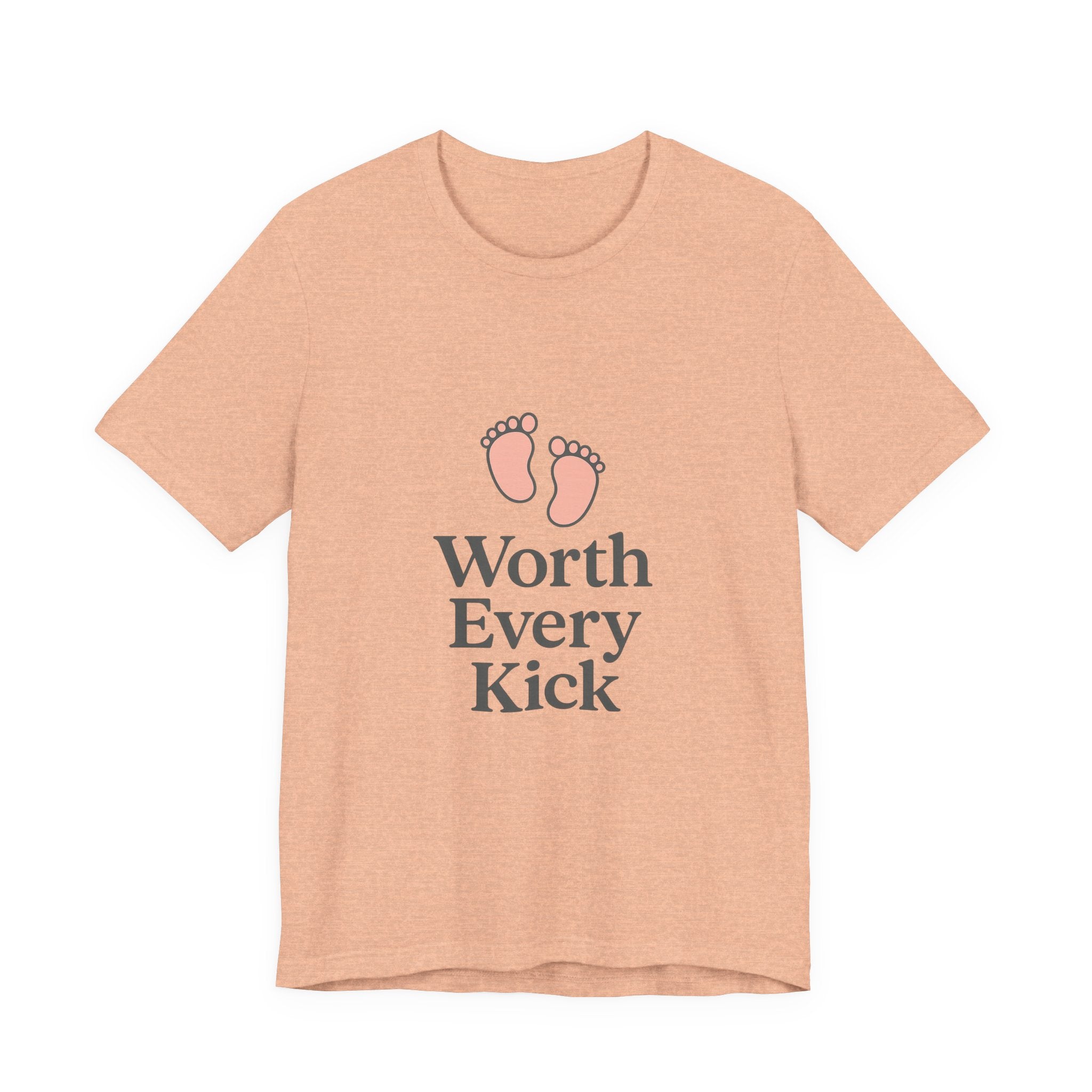 Cute Baby Footprints Tee | Worth Every Kick T-Shirt, Gift for New Parents, Baby Shower, Family Reunion, Unisex Casual Wear