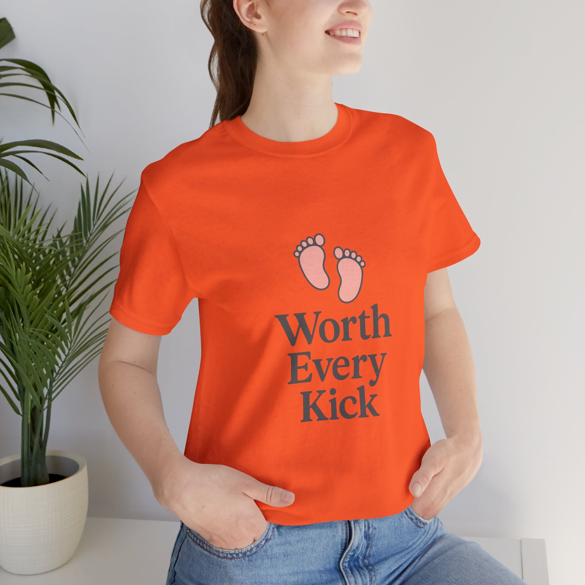Cute Baby Footprints Tee | Worth Every Kick T-Shirt, Gift for New Parents, Baby Shower, Family Reunion, Unisex Casual Wear