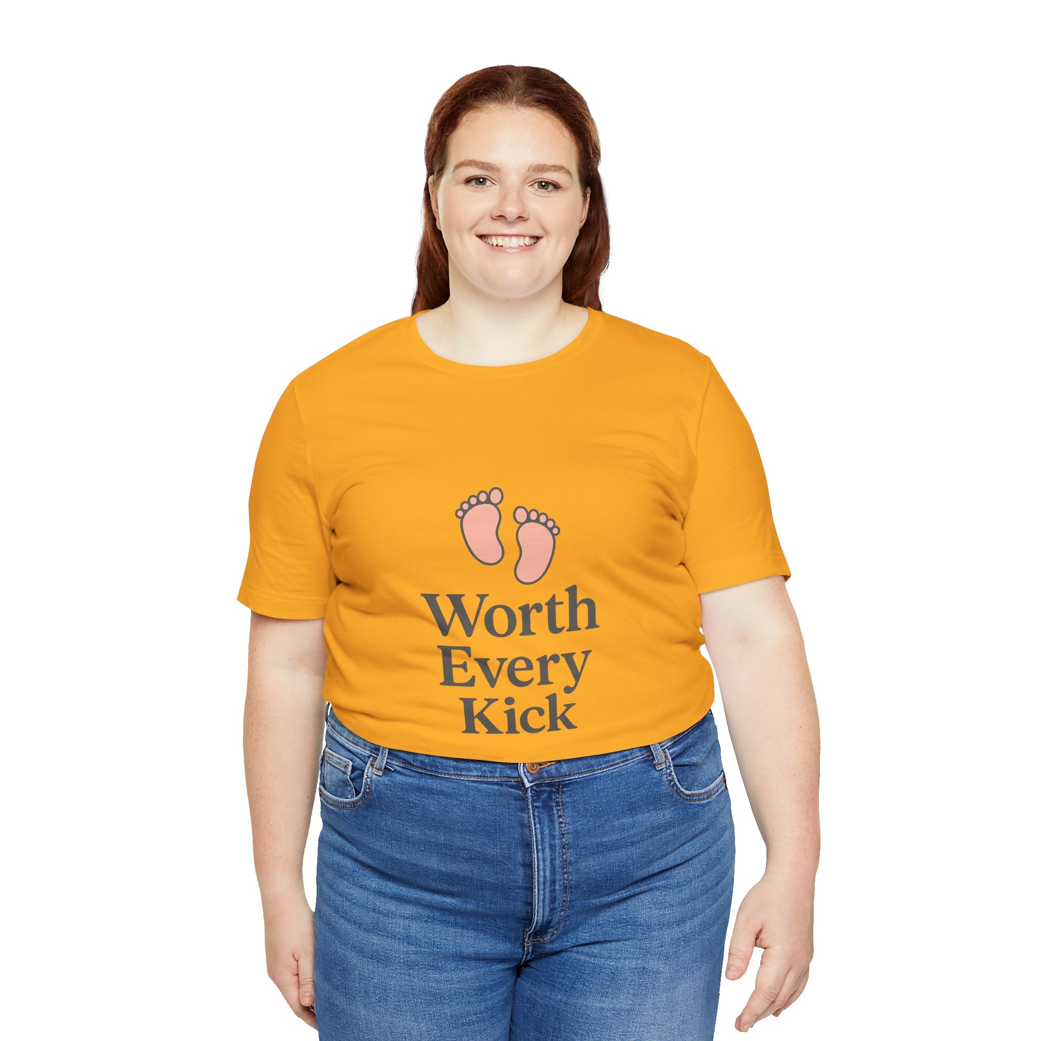 Cute Baby Footprints Tee | Worth Every Kick T-Shirt, Gift for New Parents, Baby Shower, Family Reunion, Unisex Casual Wear