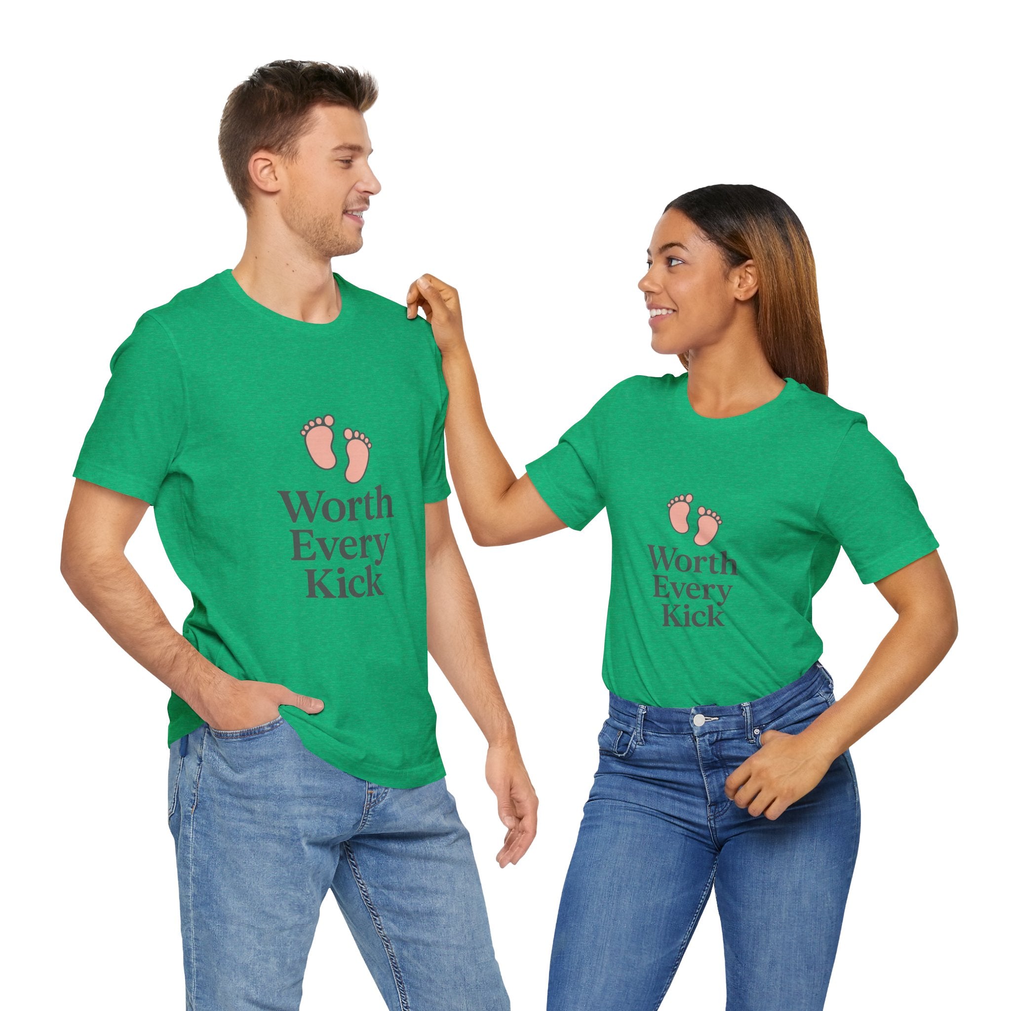 Cute Baby Footprints Tee | Worth Every Kick T-Shirt, Gift for New Parents, Baby Shower, Family Reunion, Unisex Casual Wear
