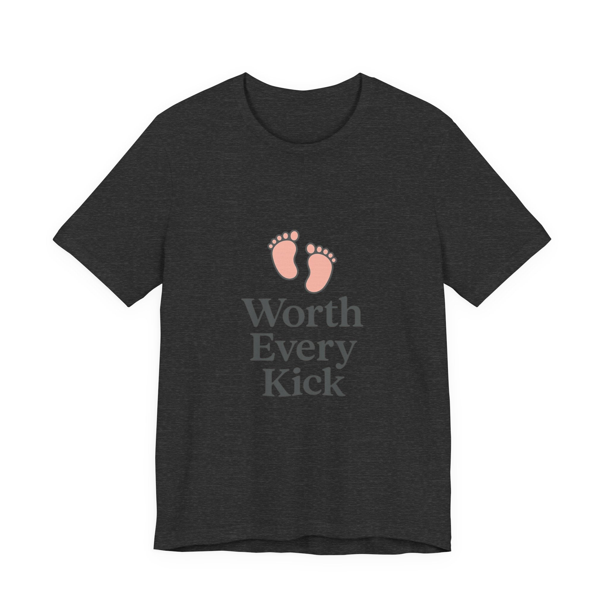 Cute Baby Footprints Tee | Worth Every Kick T-Shirt, Gift for New Parents, Baby Shower, Family Reunion, Unisex Casual Wear