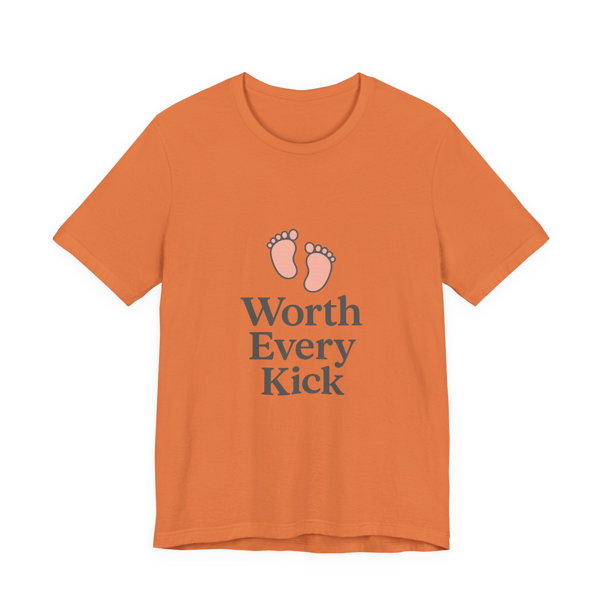Cute Baby Footprints Tee | Worth Every Kick T-Shirt, Gift for New Parents, Baby Shower, Family Reunion, Unisex Casual Wear