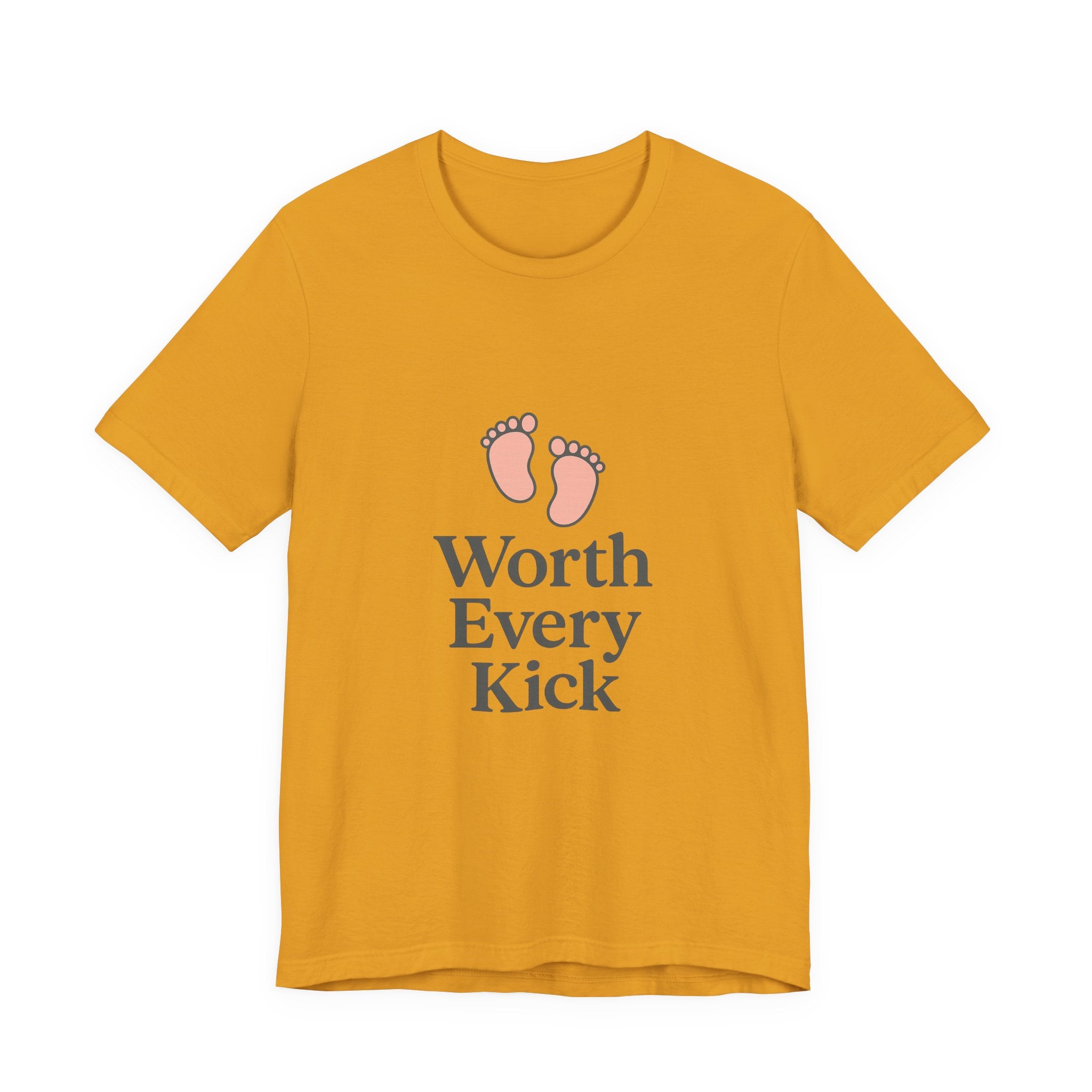 Cute Baby Footprints Tee | Worth Every Kick T-Shirt, Gift for New Parents, Baby Shower, Family Reunion, Unisex Casual Wear