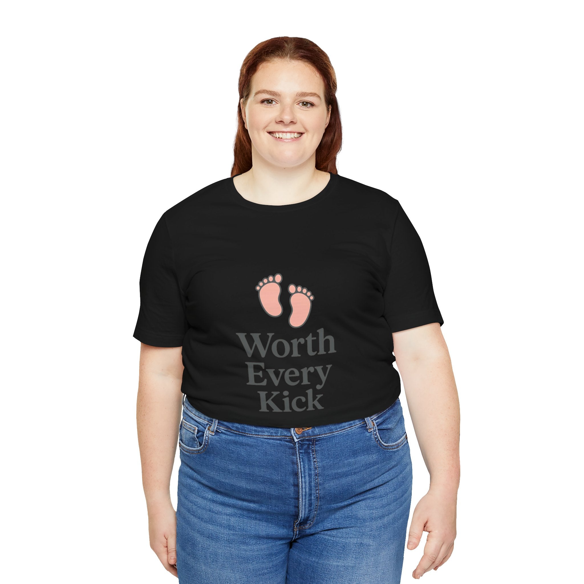 Cute Baby Footprints Tee | Worth Every Kick T-Shirt, Gift for New Parents, Baby Shower, Family Reunion, Unisex Casual Wear