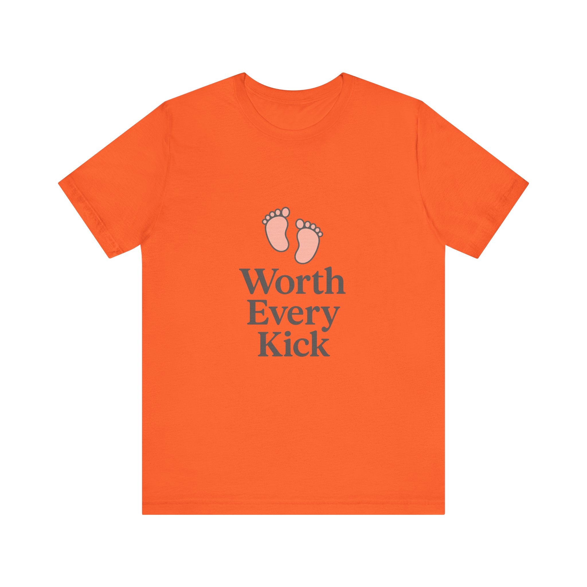 Cute Baby Footprints Tee | Worth Every Kick T-Shirt, Gift for New Parents, Baby Shower, Family Reunion, Unisex Casual Wear