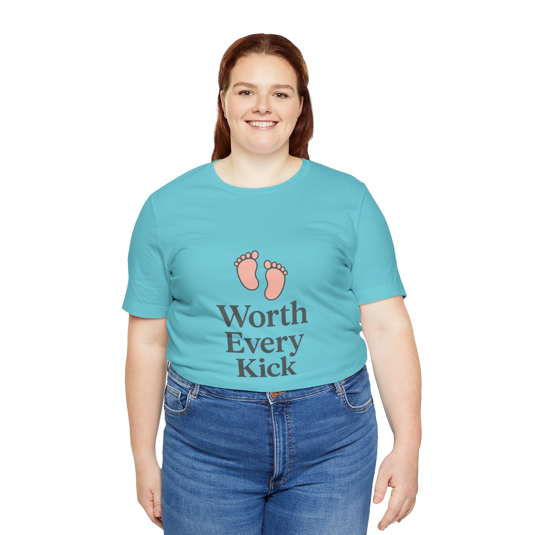 Cute Baby Footprints Tee | Worth Every Kick T-Shirt, Gift for New Parents, Baby Shower, Family Reunion, Unisex Casual Wear