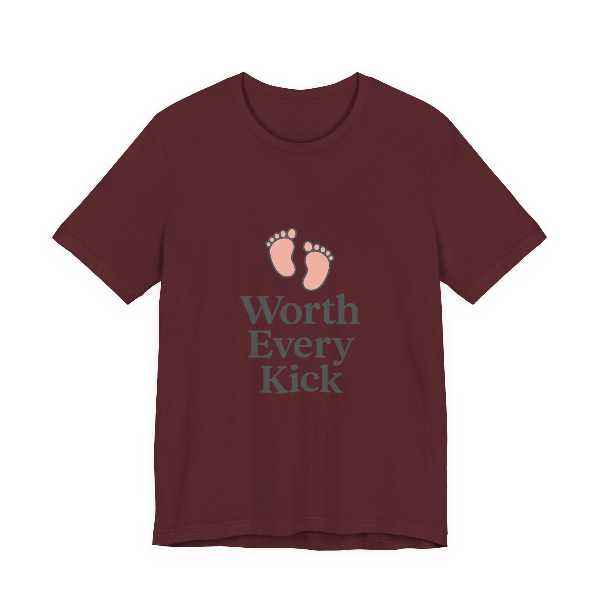 Cute Baby Footprints Tee | Worth Every Kick T-Shirt, Gift for New Parents, Baby Shower, Family Reunion, Unisex Casual Wear
