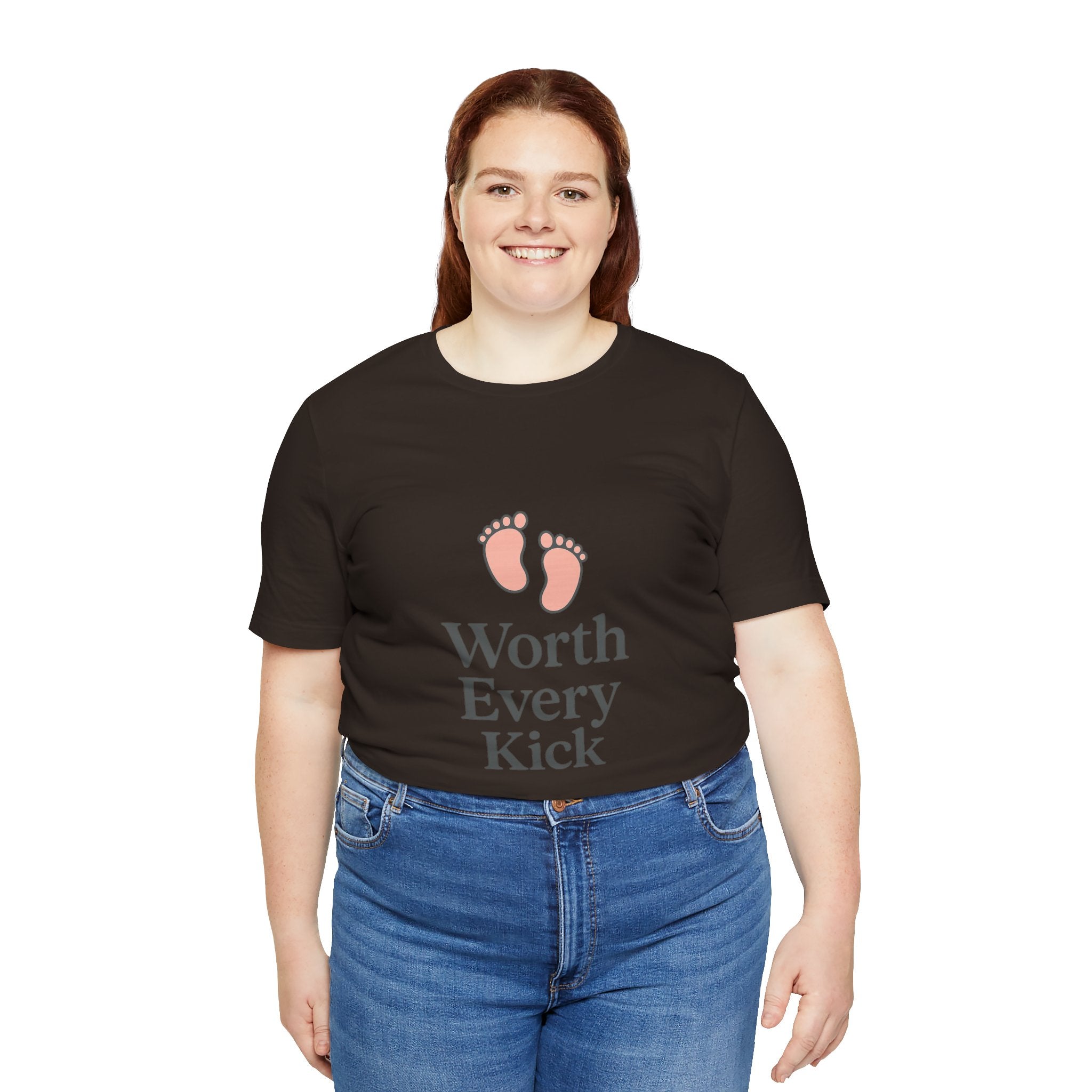 Cute Baby Footprints Tee | Worth Every Kick T-Shirt, Gift for New Parents, Baby Shower, Family Reunion, Unisex Casual Wear