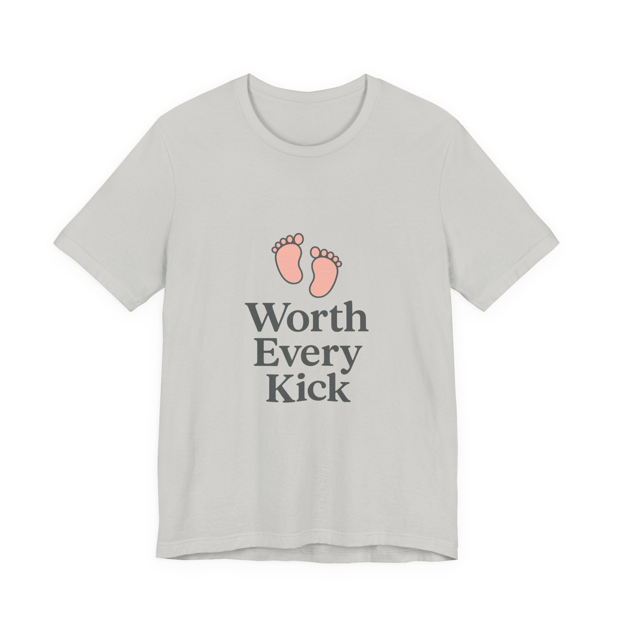 Cute Baby Footprints Tee | Worth Every Kick T-Shirt, Gift for New Parents, Baby Shower, Family Reunion, Unisex Casual Wear
