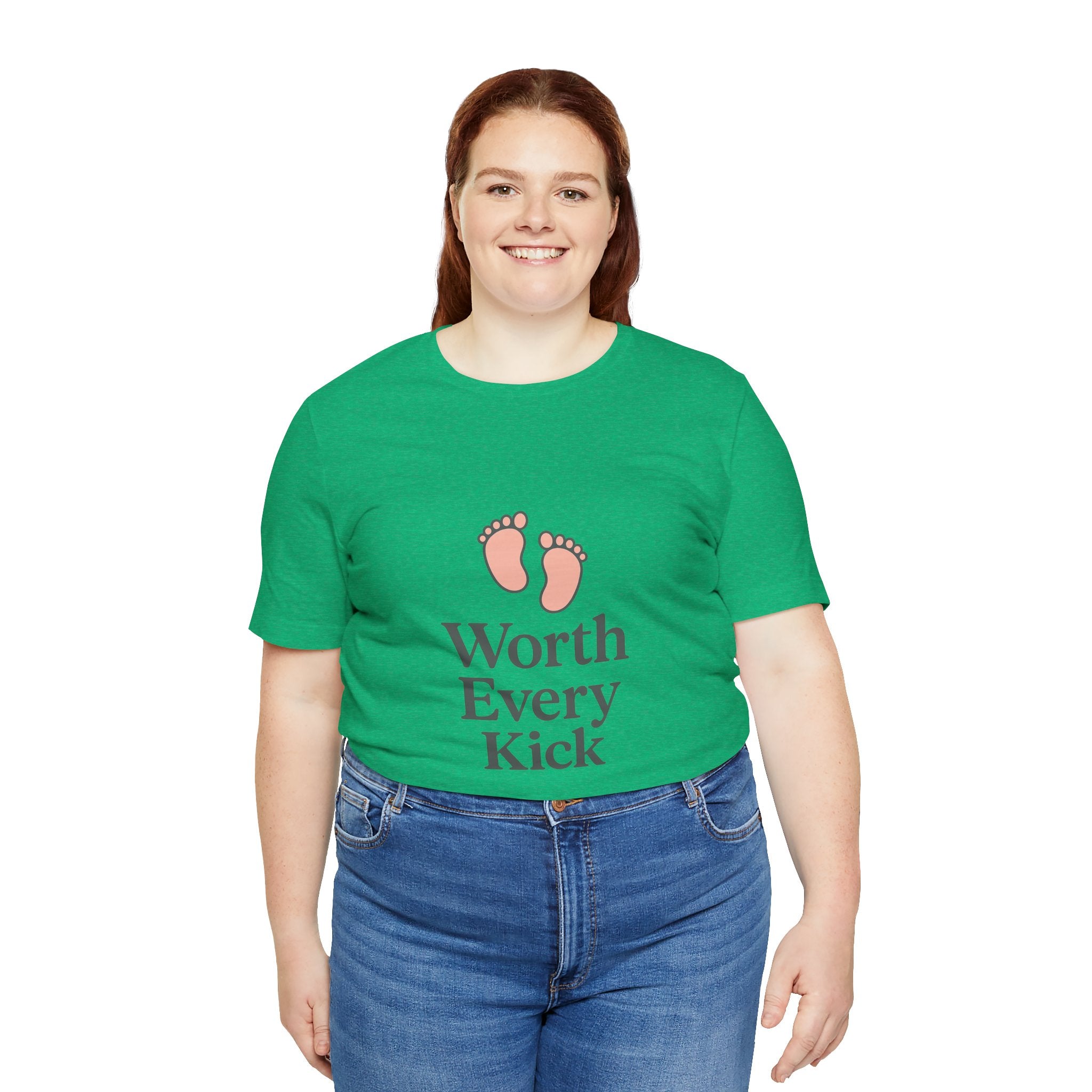 Cute Baby Footprints Tee | Worth Every Kick T-Shirt, Gift for New Parents, Baby Shower, Family Reunion, Unisex Casual Wear