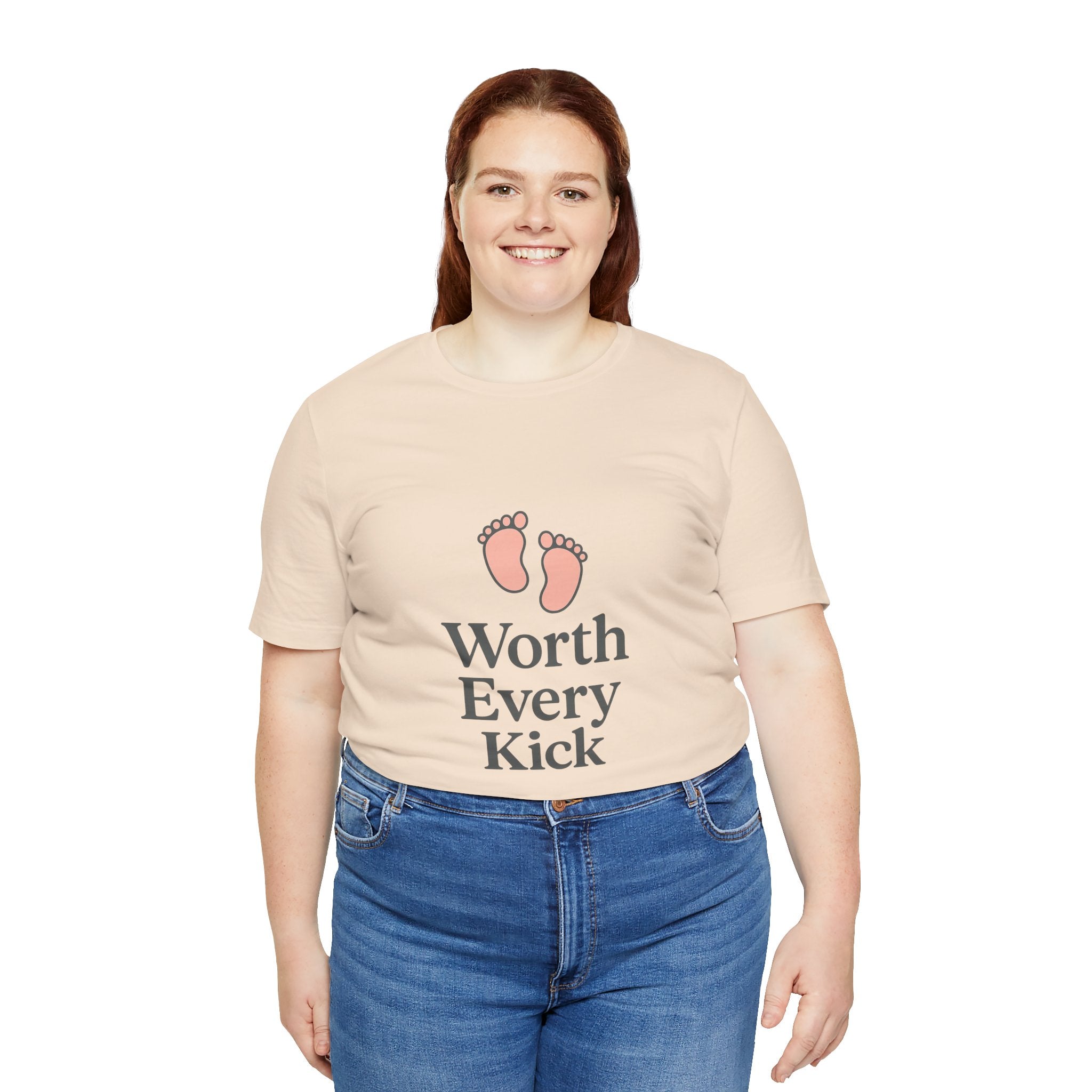 Cute Baby Footprints Tee | Worth Every Kick T-Shirt, Gift for New Parents, Baby Shower, Family Reunion, Unisex Casual Wear