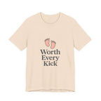 Cute Baby Footprints Tee | Worth Every Kick T-Shirt, Gift for New Parents, Baby Shower, Family Reunion, Unisex Casual Wear