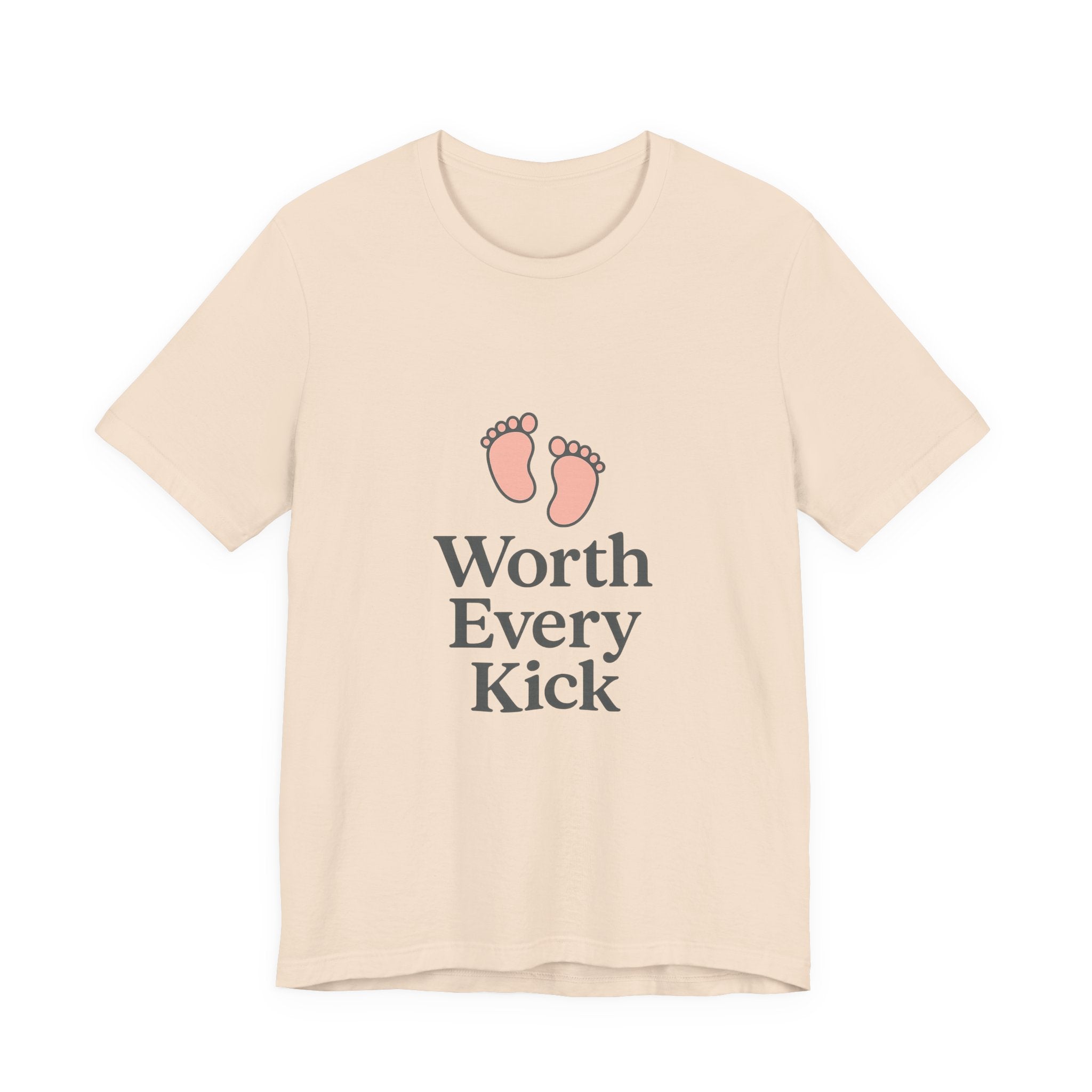 Cute Baby Footprints Tee | Worth Every Kick T-Shirt, Gift for New Parents, Baby Shower, Family Reunion, Unisex Casual Wear