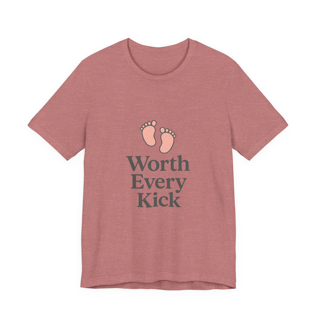 Cute Baby Footprints Tee | Worth Every Kick T-Shirt, Gift for New Parents, Baby Shower, Family Reunion, Unisex Casual Wear