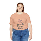 Cute Baby Footprints Tee | Worth Every Kick T-Shirt, Gift for New Parents, Baby Shower, Family Reunion, Unisex Casual Wear