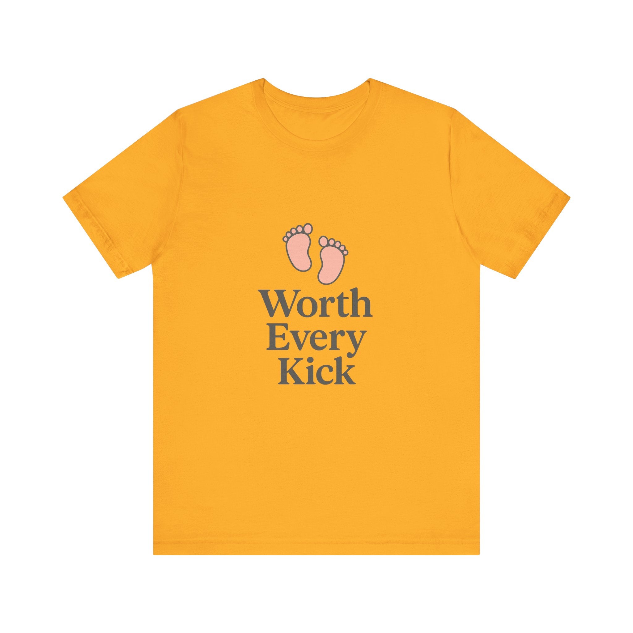 Cute Baby Footprints Tee | Worth Every Kick T-Shirt, Gift for New Parents, Baby Shower, Family Reunion, Unisex Casual Wear