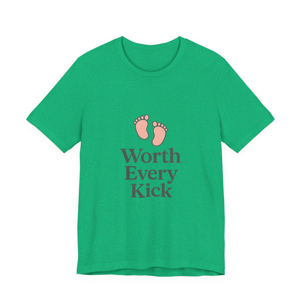 Cute Baby Footprints Tee | Worth Every Kick T-Shirt, Gift for New Parents, Baby Shower, Family Reunion, Unisex Casual Wear