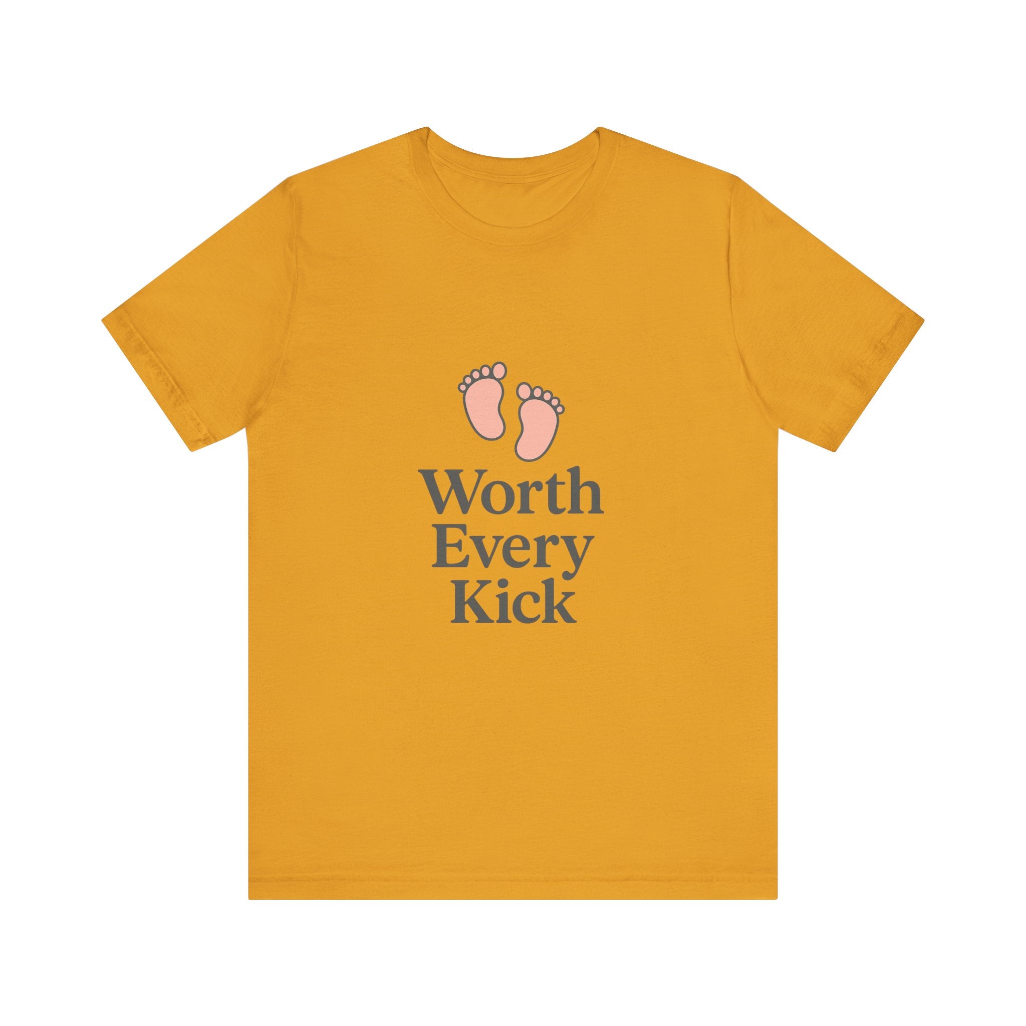 Cute Baby Footprints Tee | Worth Every Kick T-Shirt, Gift for New Parents, Baby Shower, Family Reunion, Unisex Casual Wear