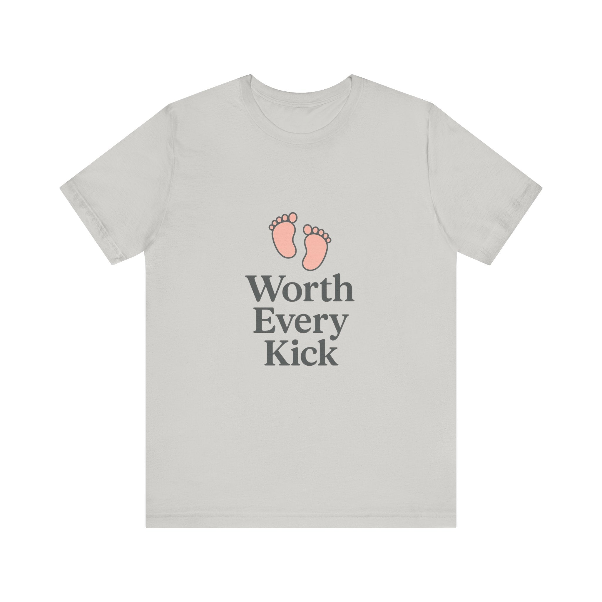 Cute Baby Footprints Tee | Worth Every Kick T-Shirt, Gift for New Parents, Baby Shower, Family Reunion, Unisex Casual Wear