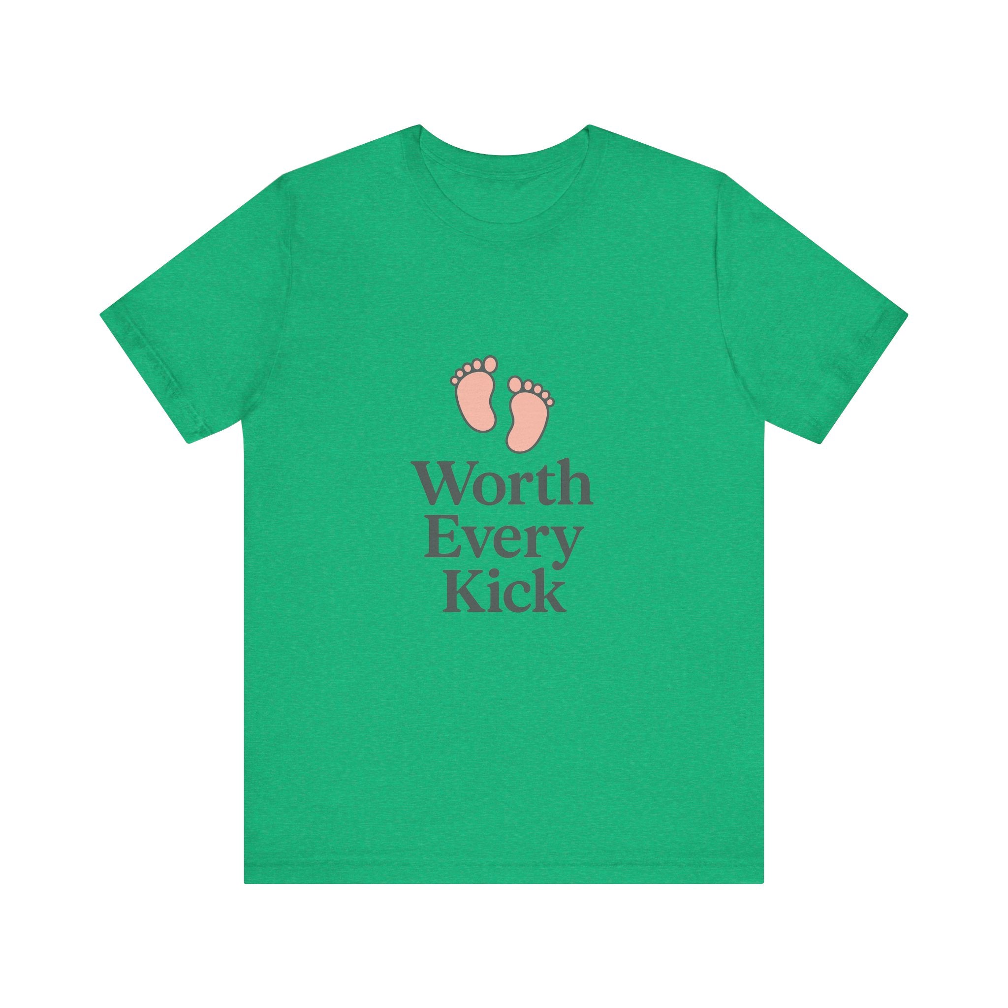 Cute Baby Footprints Tee | Worth Every Kick T-Shirt, Gift for New Parents, Baby Shower, Family Reunion, Unisex Casual Wear
