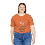 Cute Baby Footprints Tee | Worth Every Kick T-Shirt, Gift for New Parents, Baby Shower, Family Reunion, Unisex Casual Wear