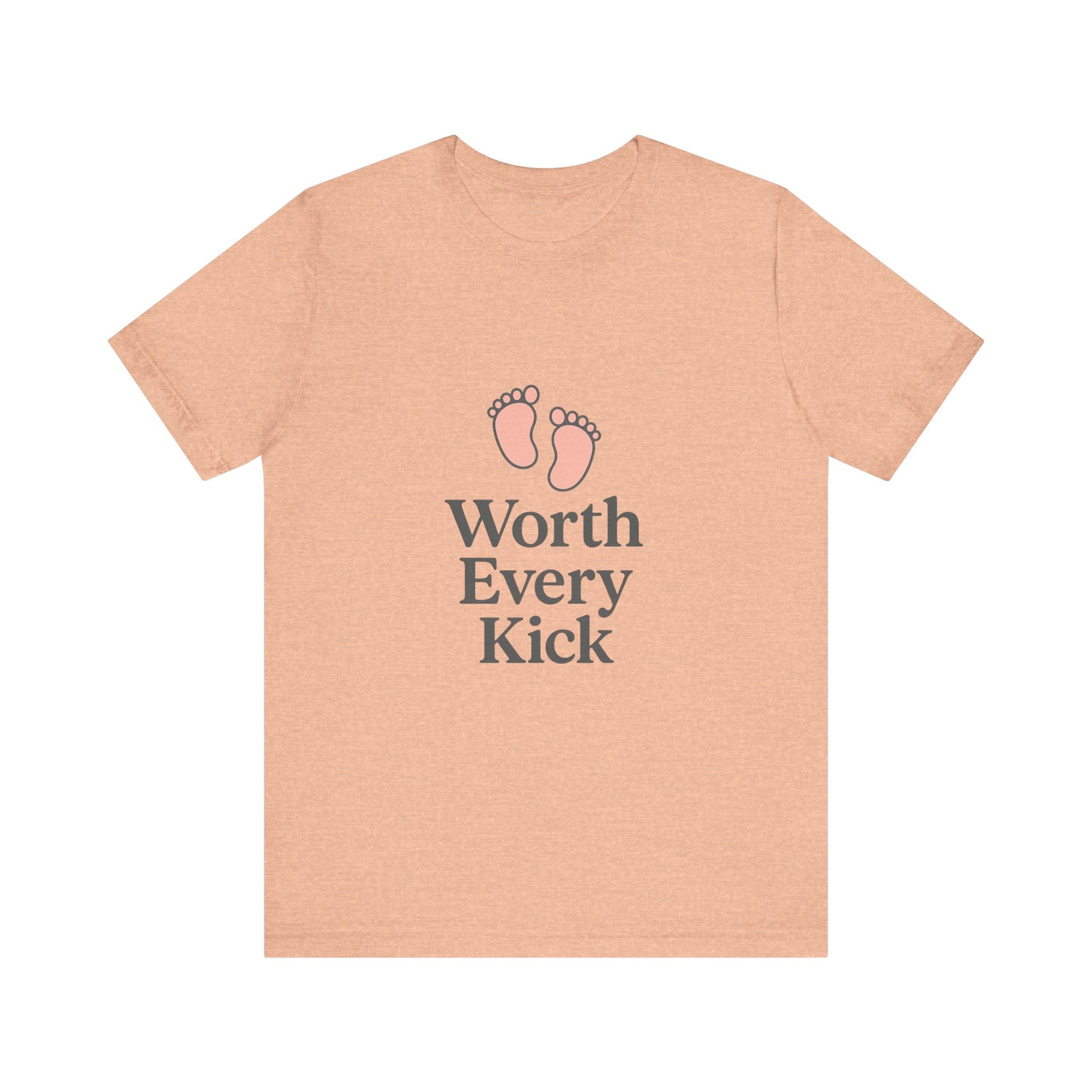 Cute Baby Footprints Tee | Worth Every Kick T-Shirt, Gift for New Parents, Baby Shower, Family Reunion, Unisex Casual Wear