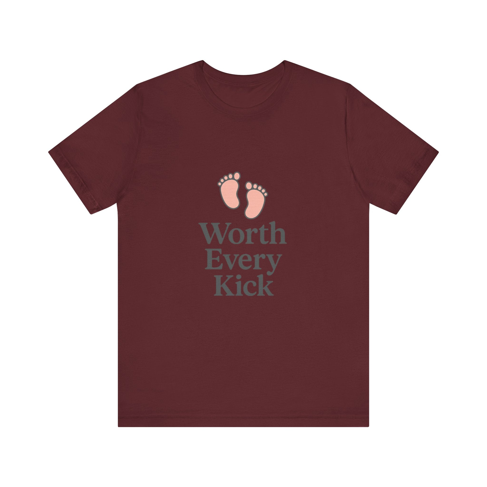 Cute Baby Footprints Tee | Worth Every Kick T-Shirt, Gift for New Parents, Baby Shower, Family Reunion, Unisex Casual Wear
