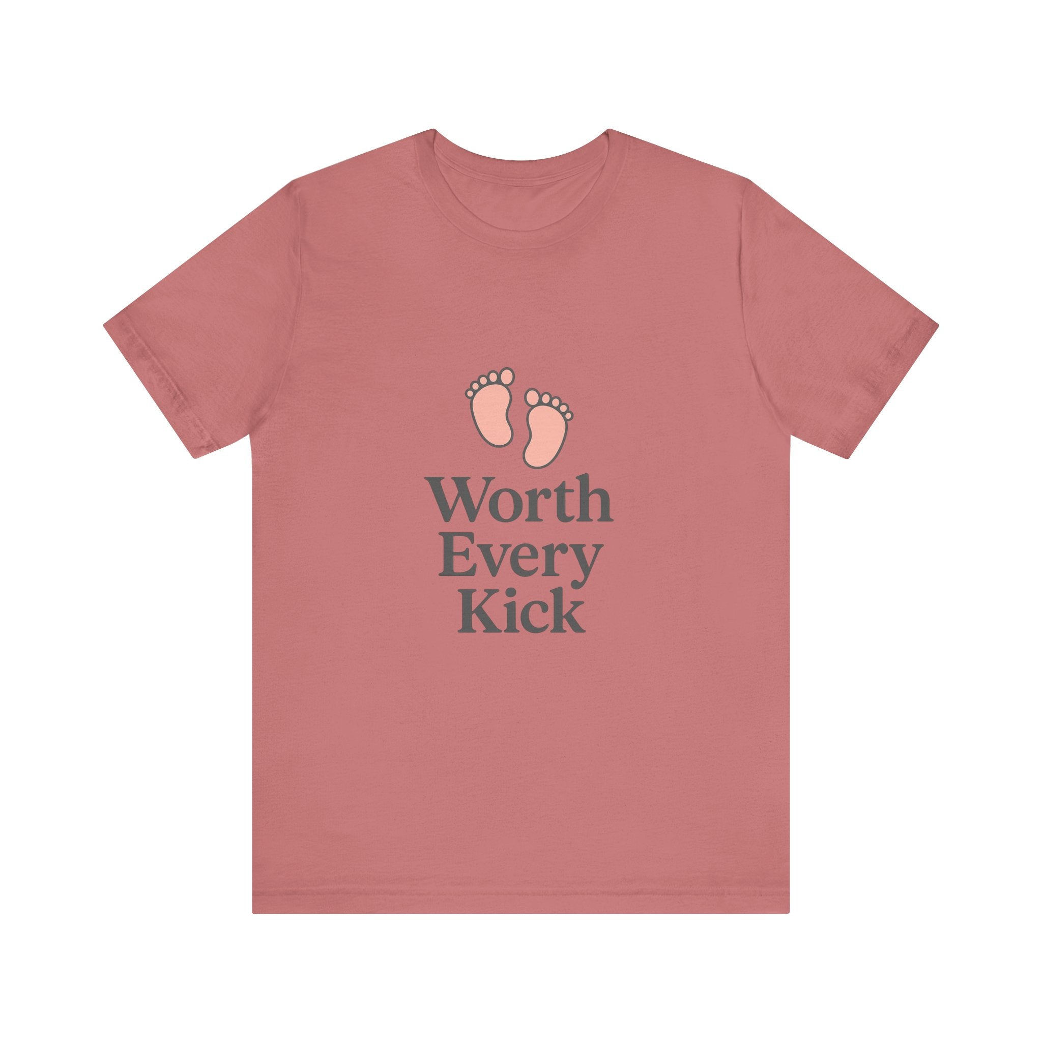 Cute Baby Footprints Tee | Worth Every Kick T-Shirt, Gift for New Parents, Baby Shower, Family Reunion, Unisex Casual Wear