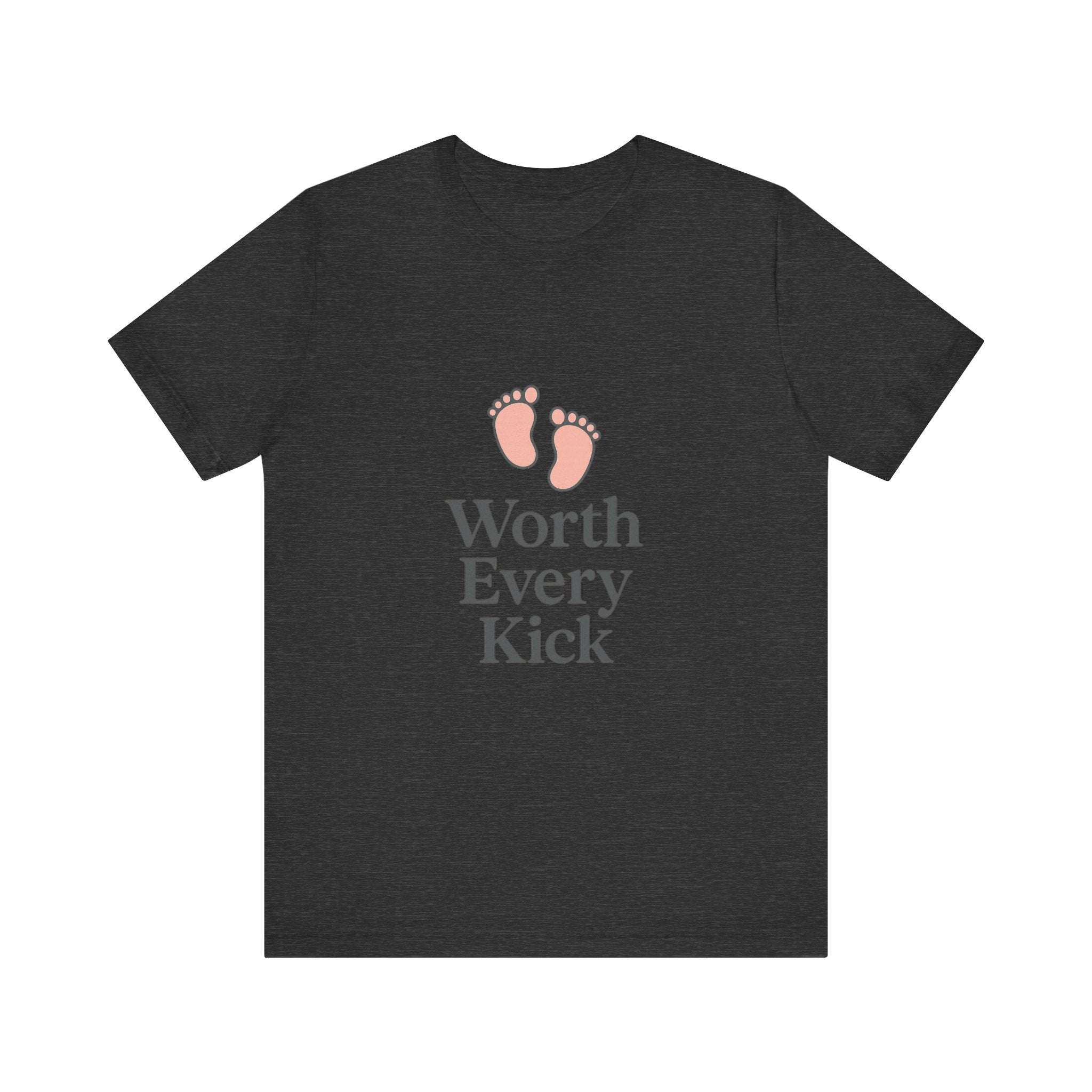 Cute Baby Footprints Tee | Worth Every Kick T-Shirt, Gift for New Parents, Baby Shower, Family Reunion, Unisex Casual Wear